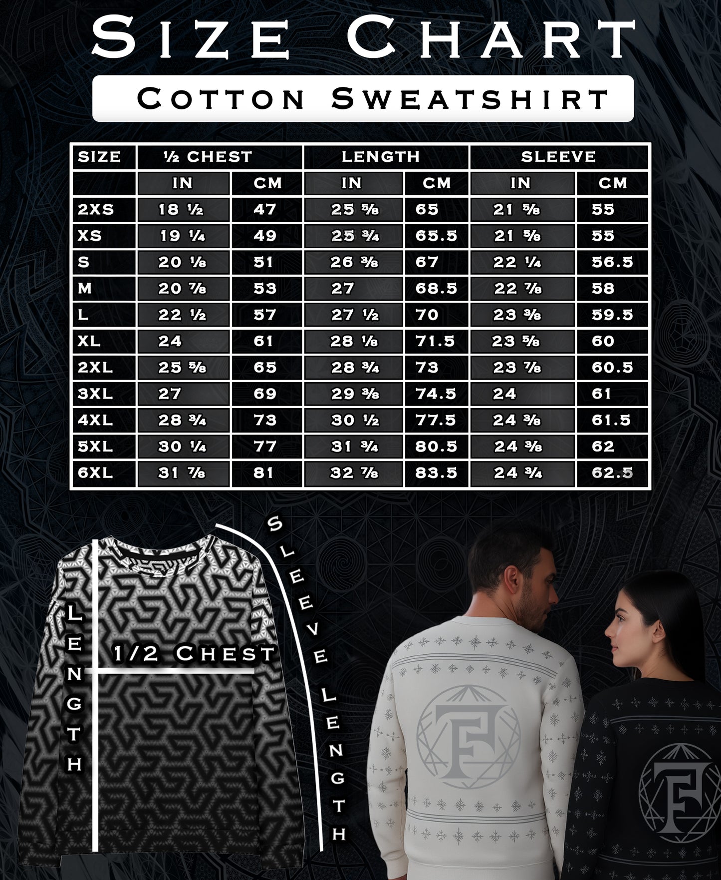 Fractal Cross Unisex Cotton Sweatshirt