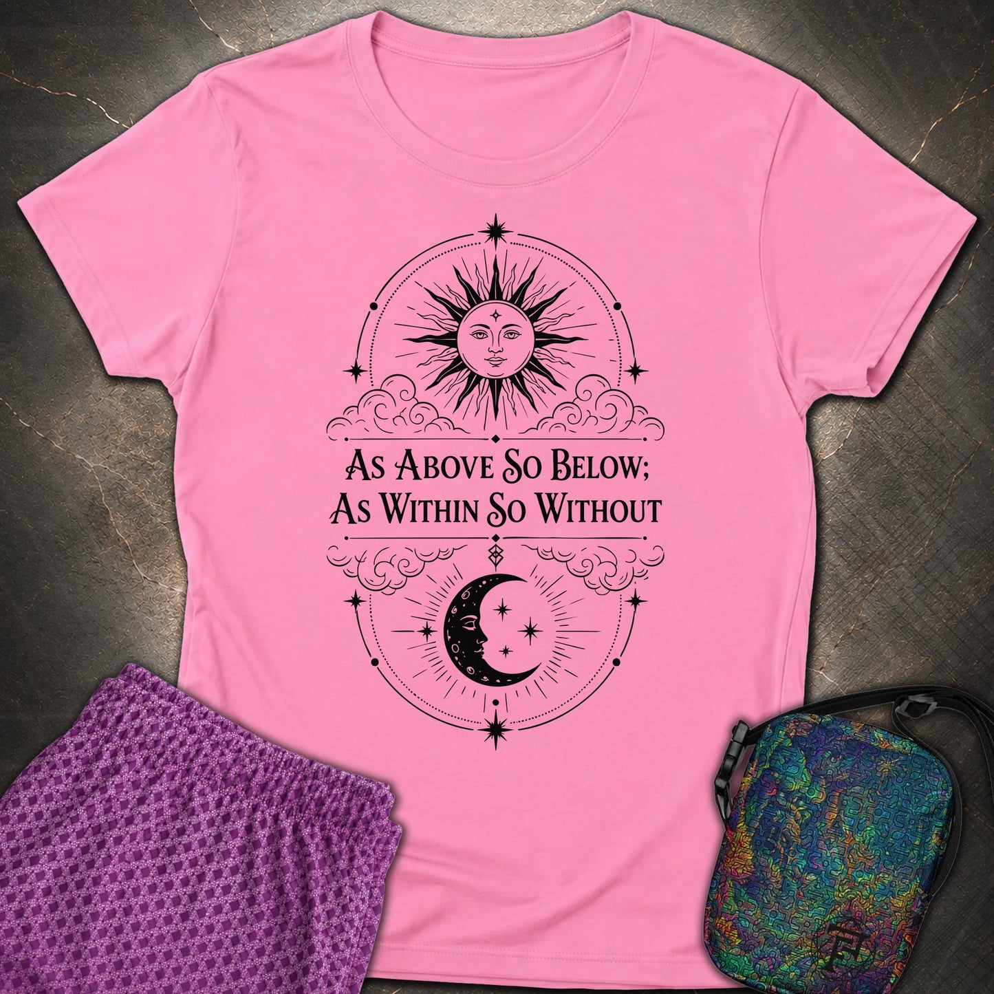 As Above So Below Sun Moon - As Above So Below Sun Moon Womens T-Shirt - Azalea