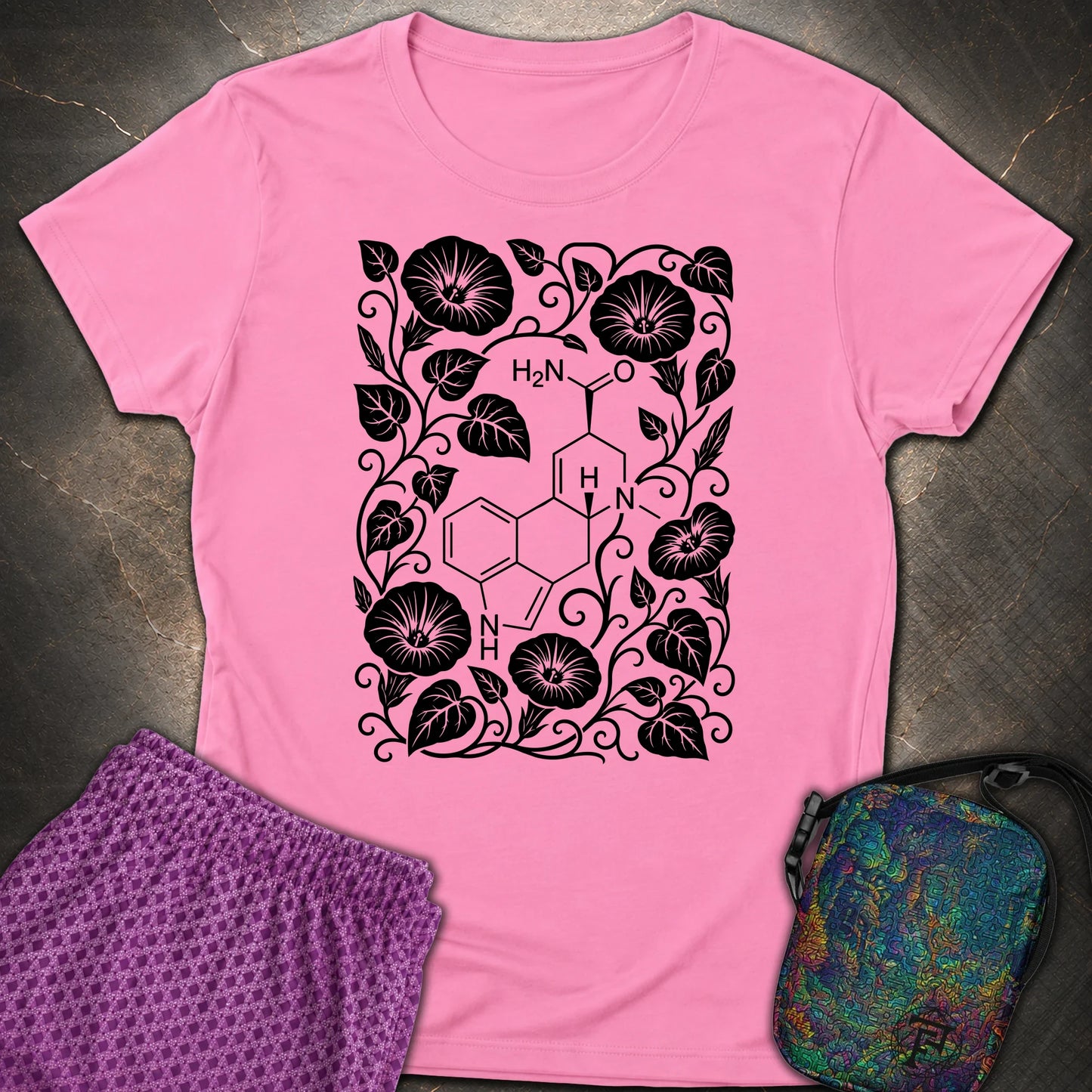 Morning Glory Molecule - Morning Glory Molecule Womens T-Shirt - Azalea
