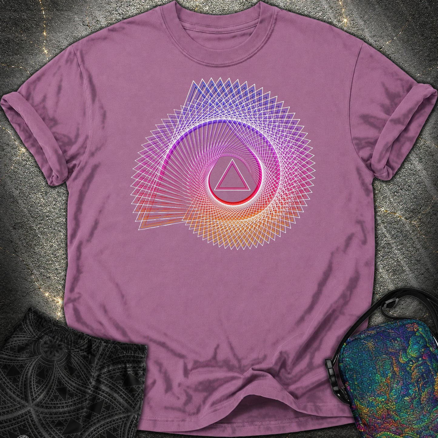 Spiralling Gradient Triangle Comfort T-Shirt - Spiralling Gradient Triangle Comfort T-Shirt - Berry