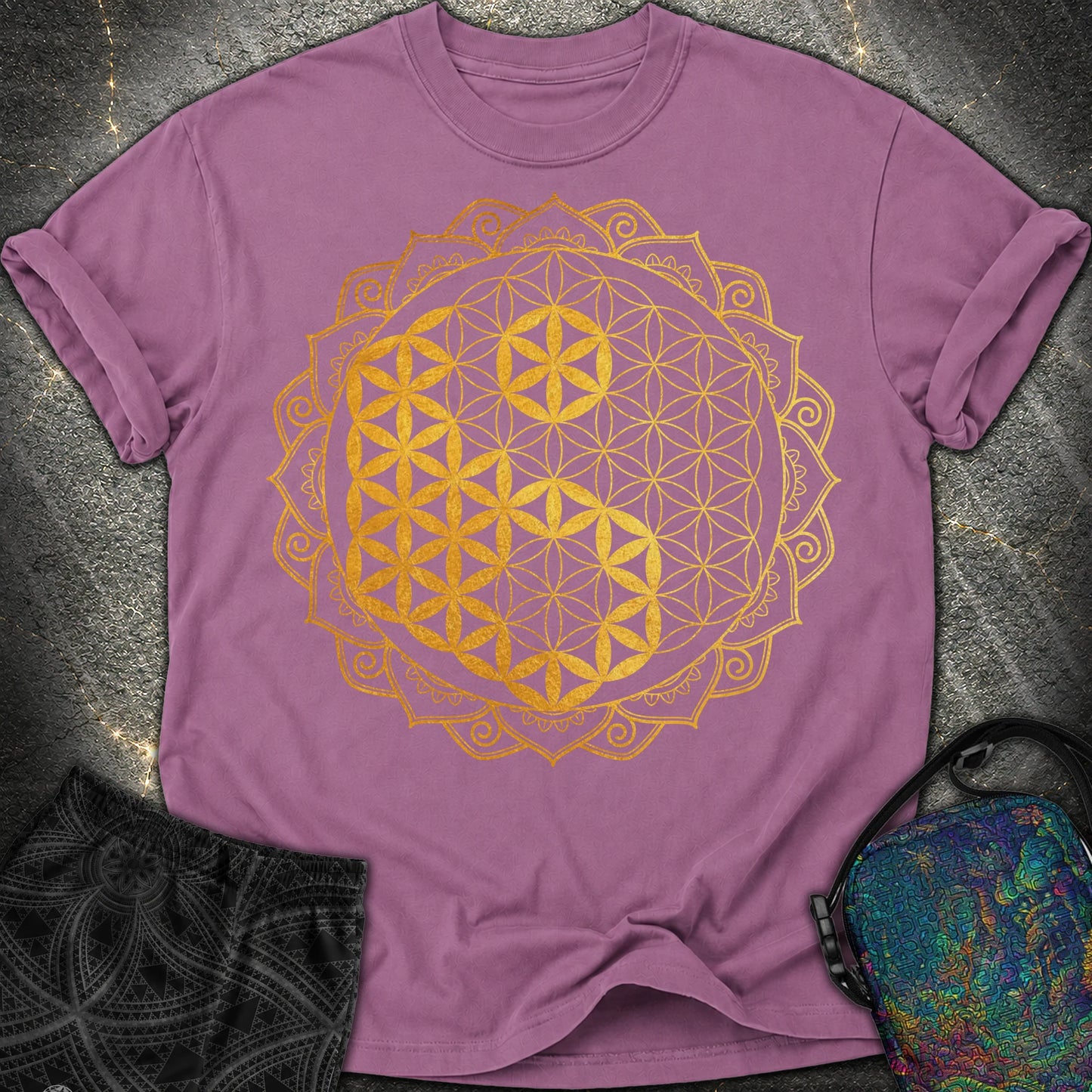 Yin Yang Gold Mandala - Yin Yang Gold Mandala Comfort T-Shirt - Berry