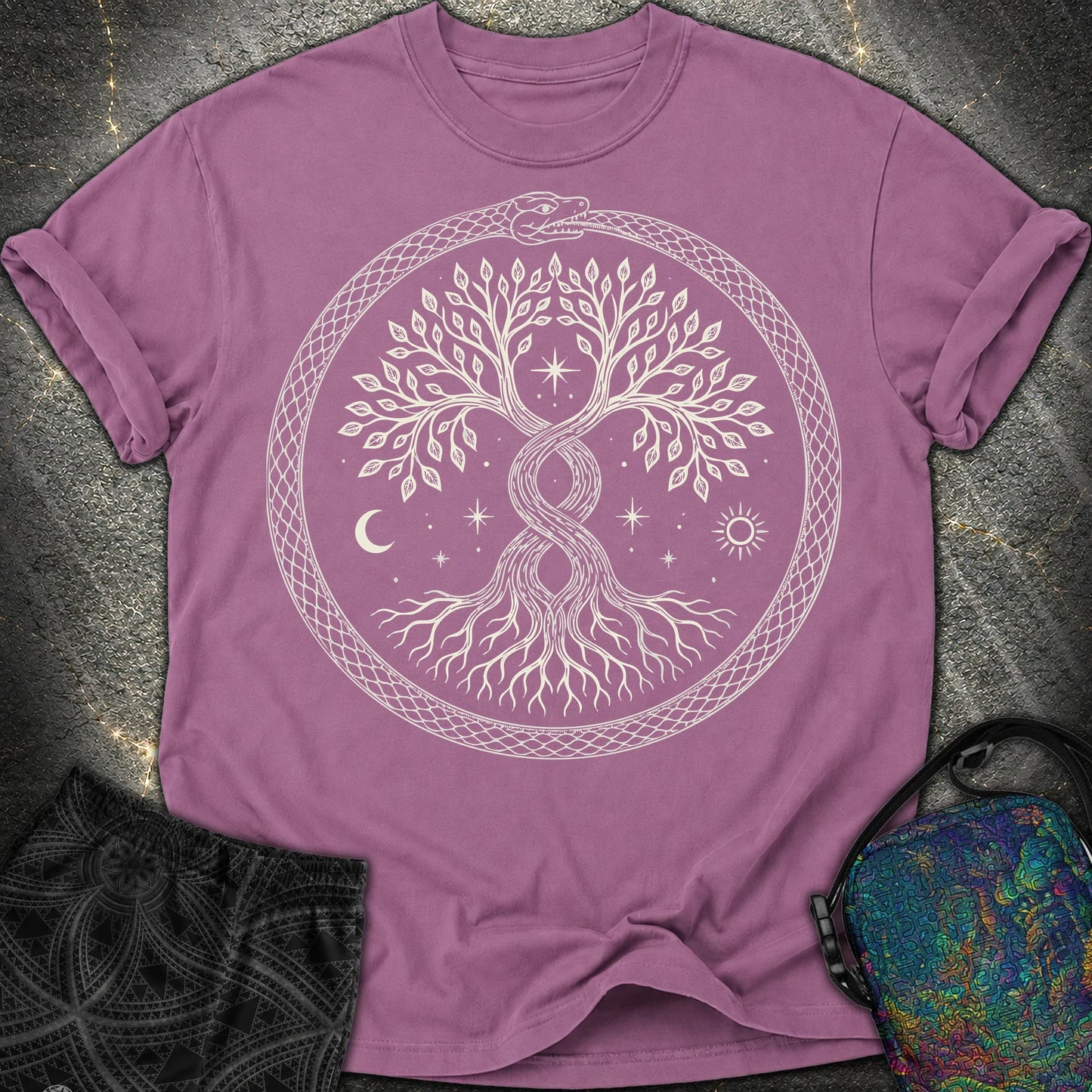 888 Ouroboros Tree Comfort T-Shirt - 888 Ouroboros Tree Comfort T-Shirt - Berry