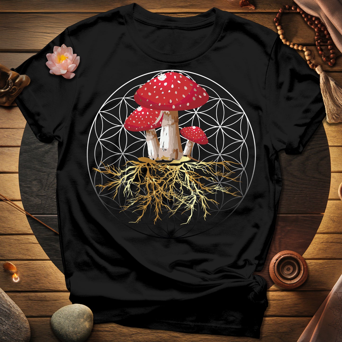 Fly Agaric Flower Of Life T-Shirt