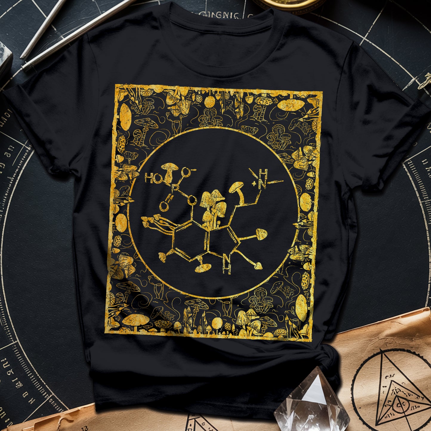 Psilocybin Molecule Mushroom Frame T-Shirt