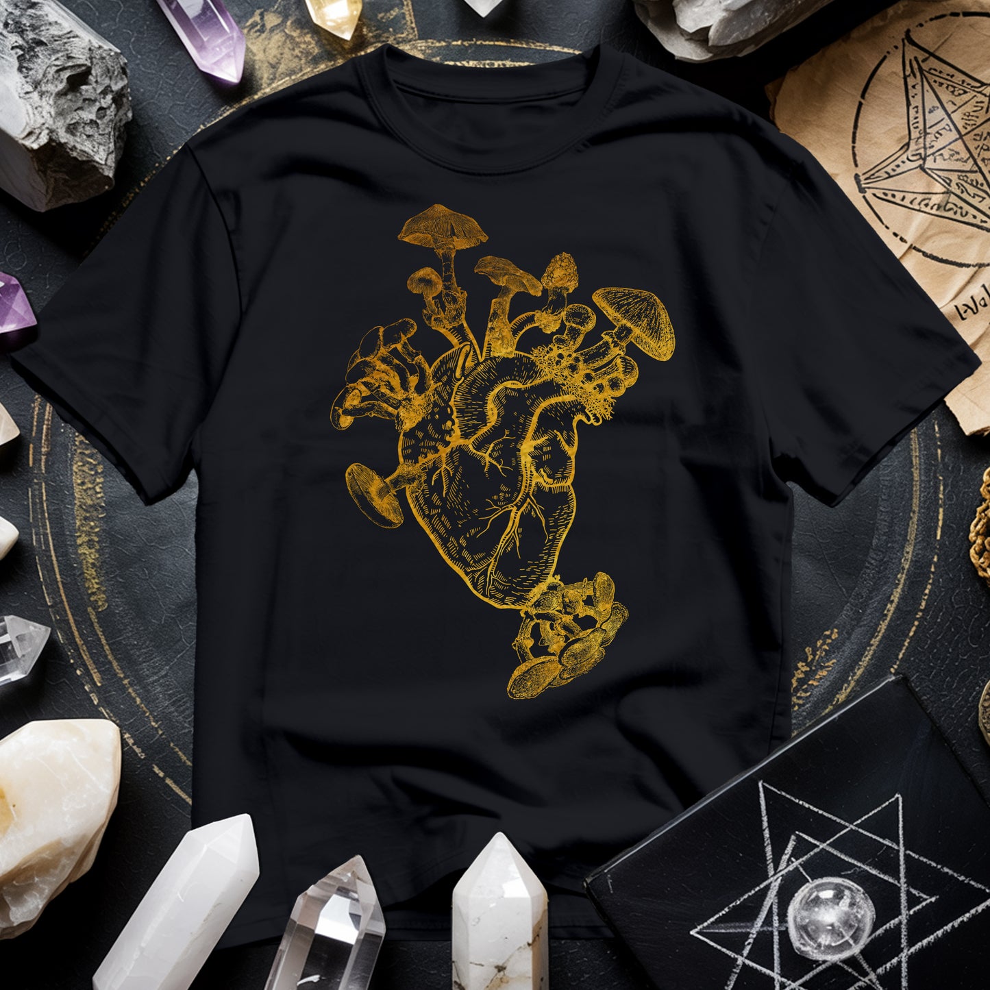 Mushroom Heart Gold T-Shirt