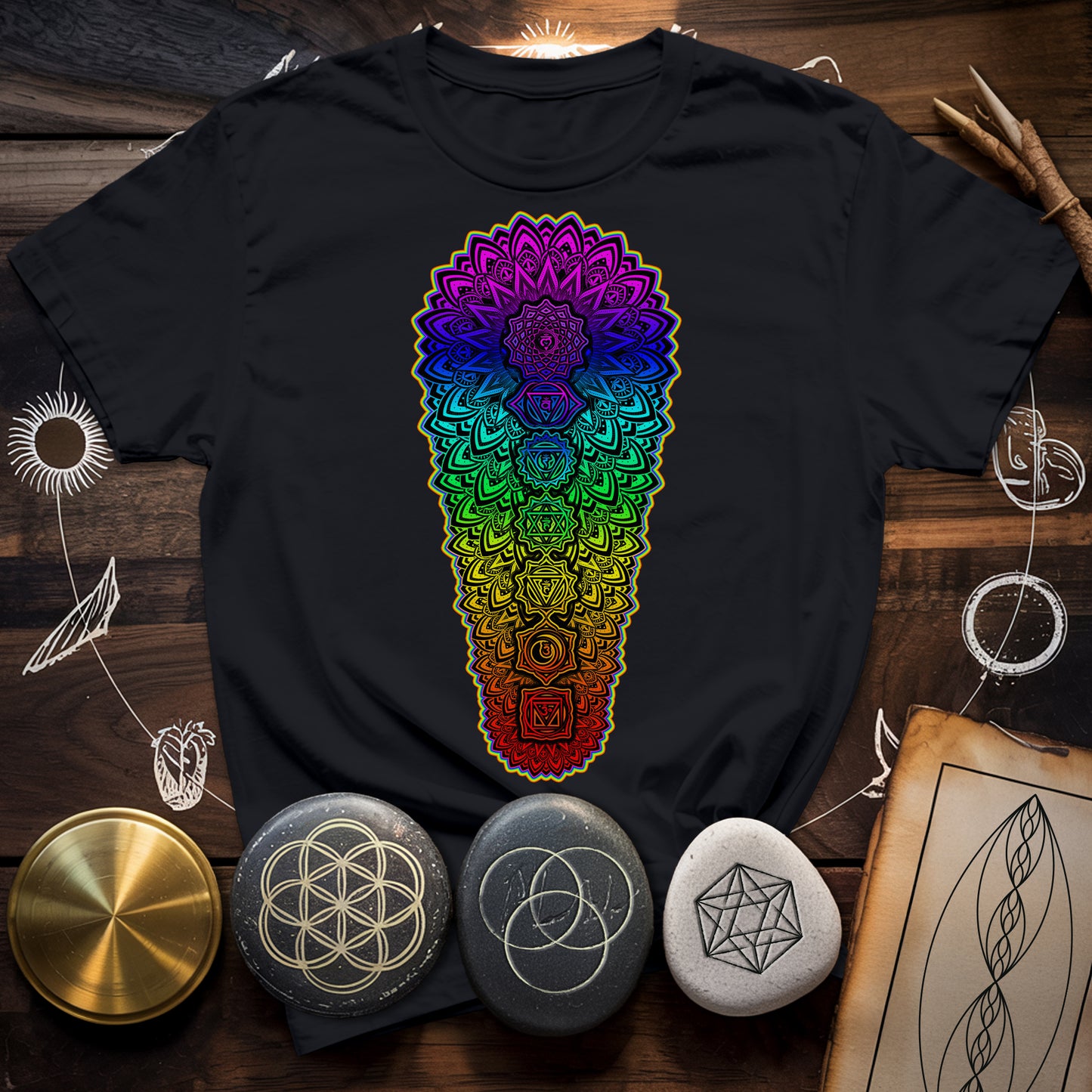 Chakra Spectrum Grounding Grid T-Shirt