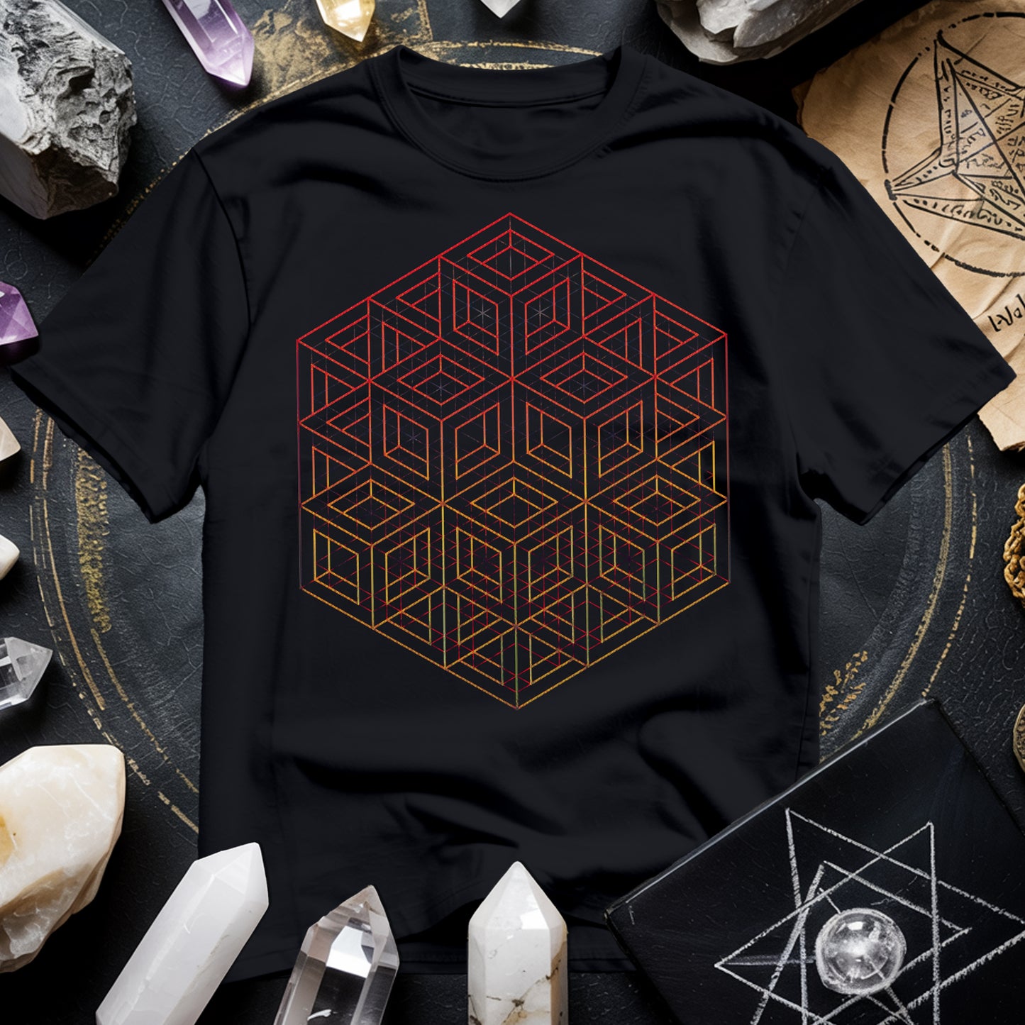 3D Wireframe Cube T-Shirt
