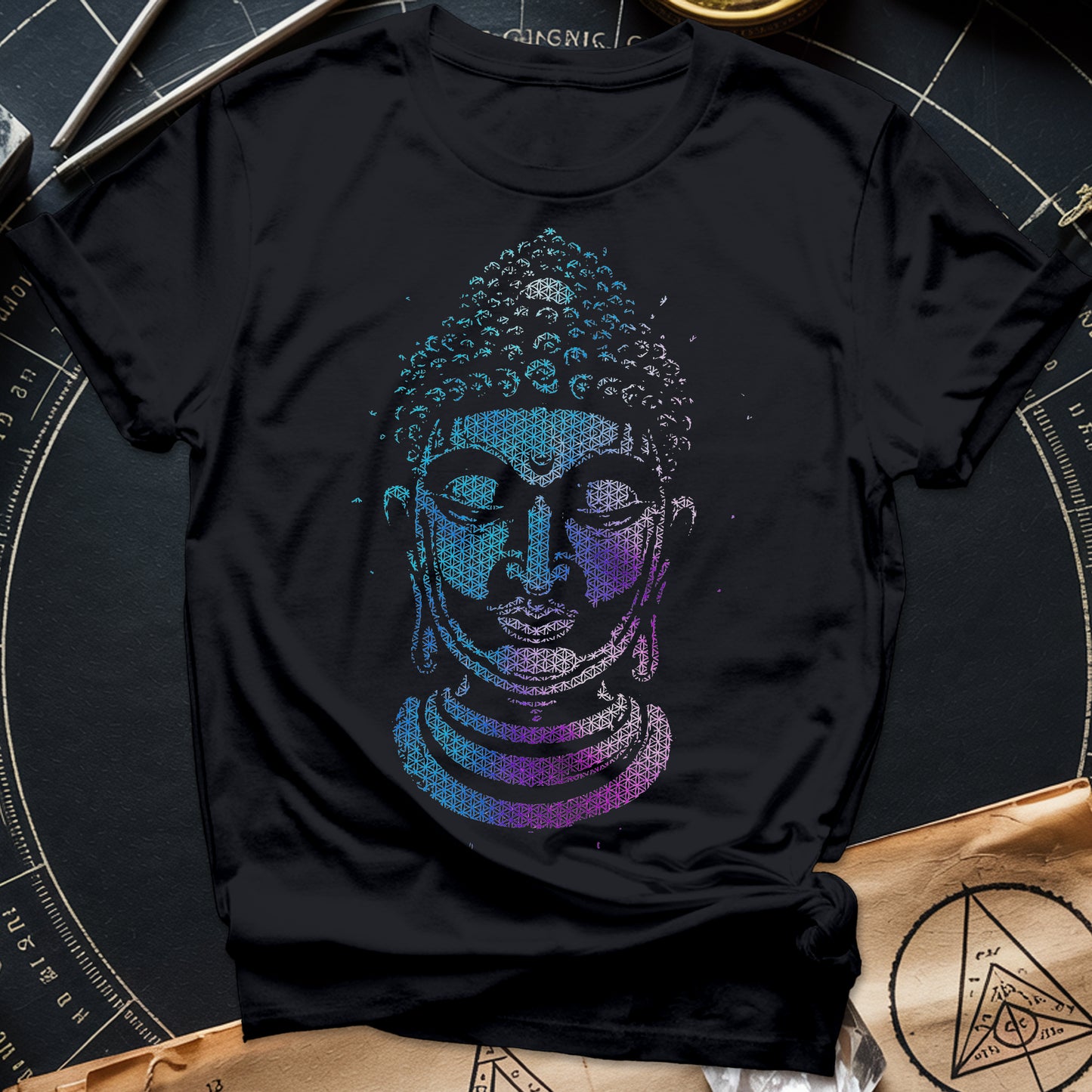Buddha Flower Of Life Pattern T-Shirt