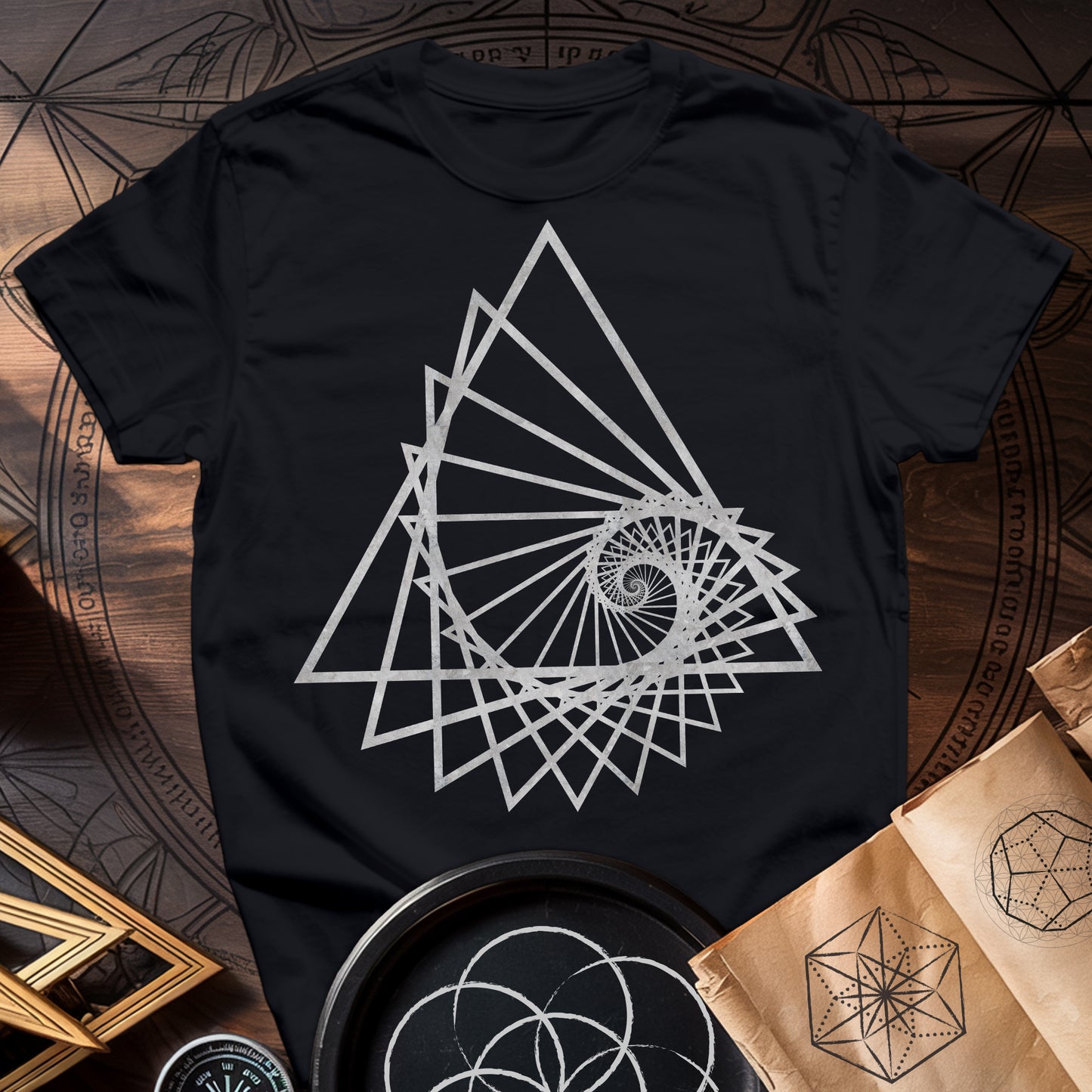 Spiralling Triangle Geometric T-Shirt