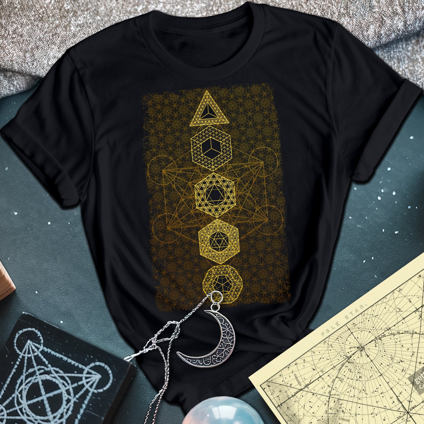 Platonic Solids Metatron's Background T-Shirt