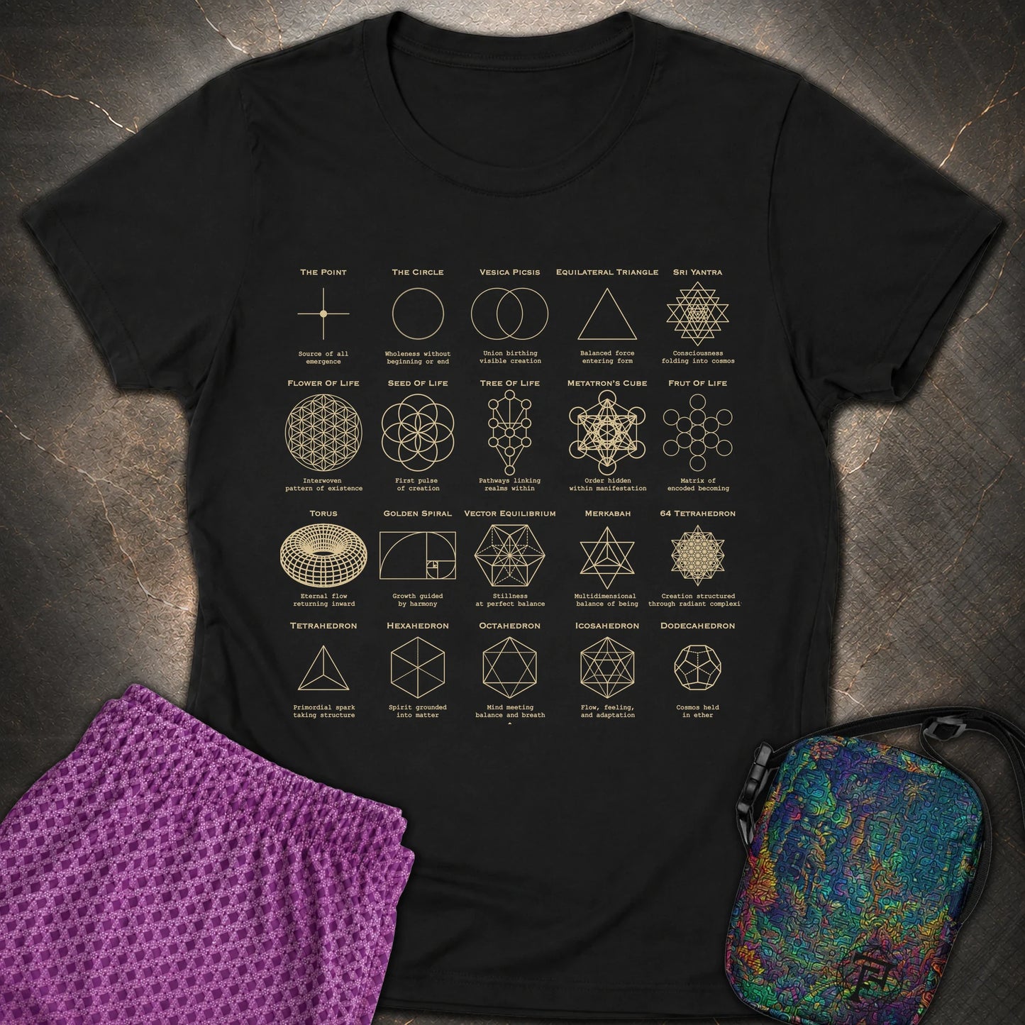 Sacred Geometry Figures Comfort T-Shirt - Sacred Geometry Figures Womens T-Shirt - Black