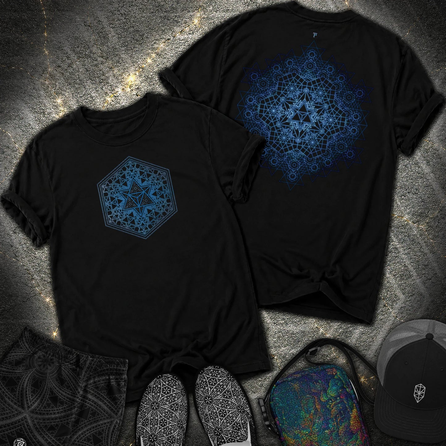 Merkaba Sacred Geometry 2 Sided Comfort T-Shirt - Merkaba Sacred Geometry 2 Sided Comfort T-Shirt - Black