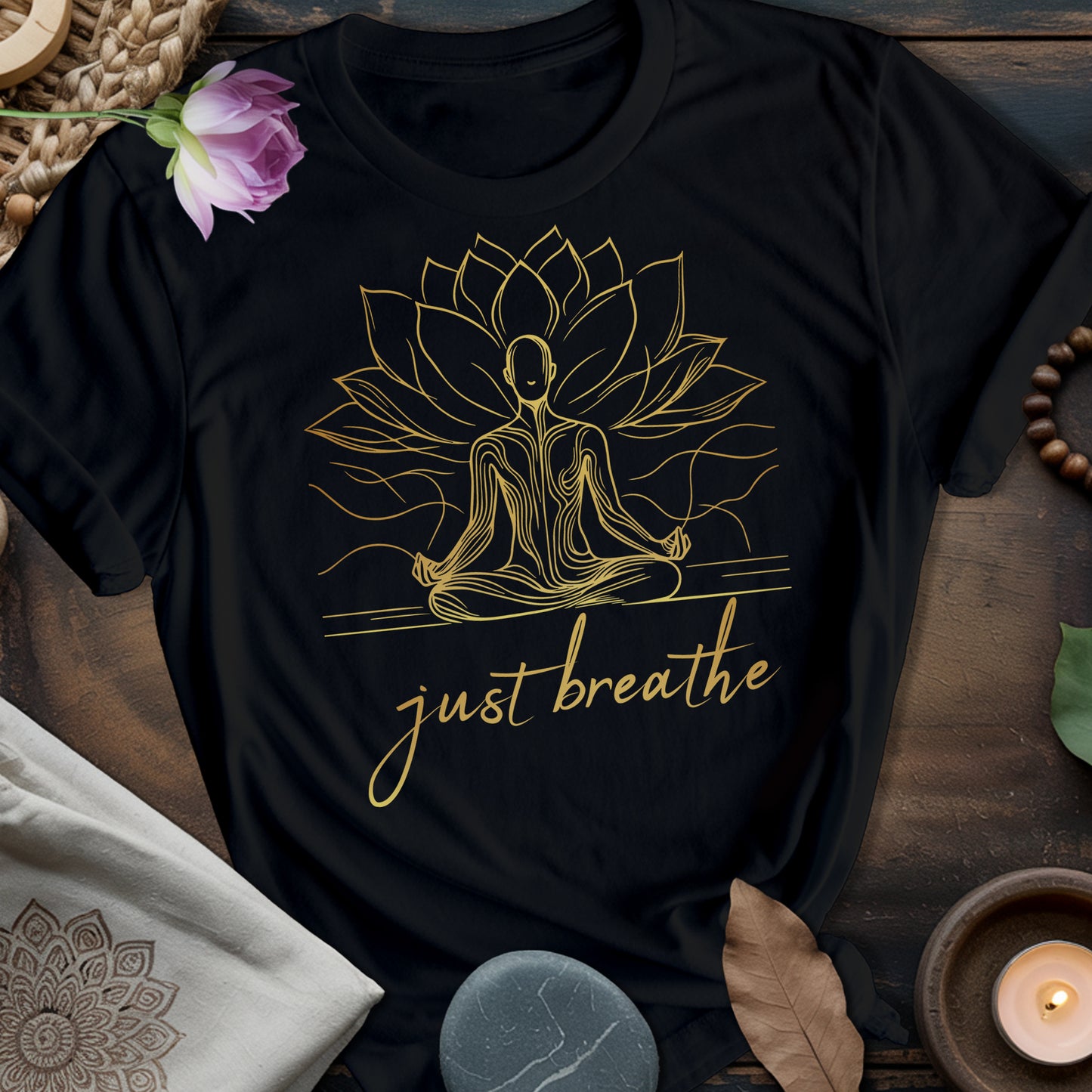 Just Breathe Lotus Meditation T-Shirt