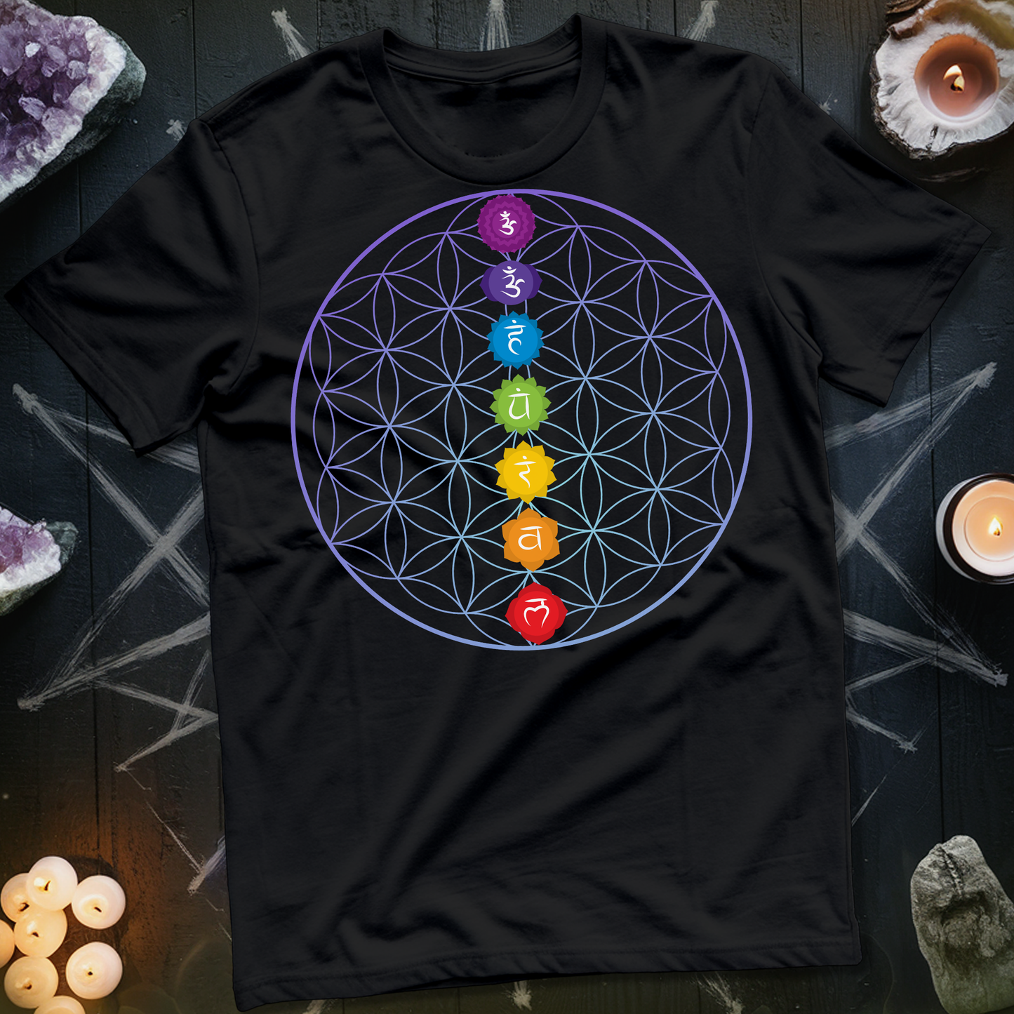Chakras Flower Of Life T-Shirt