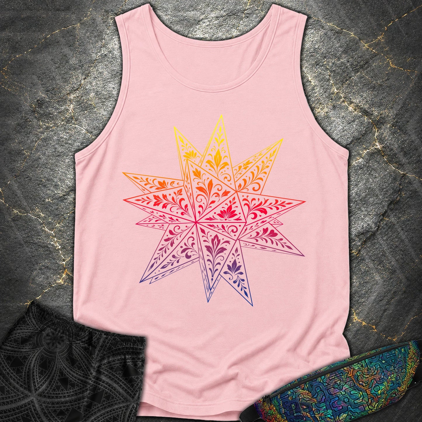 Colorful Stellated Dodecahedron - Colorful Stellated Dodecahedron Comfort Tank Top - Blossom
