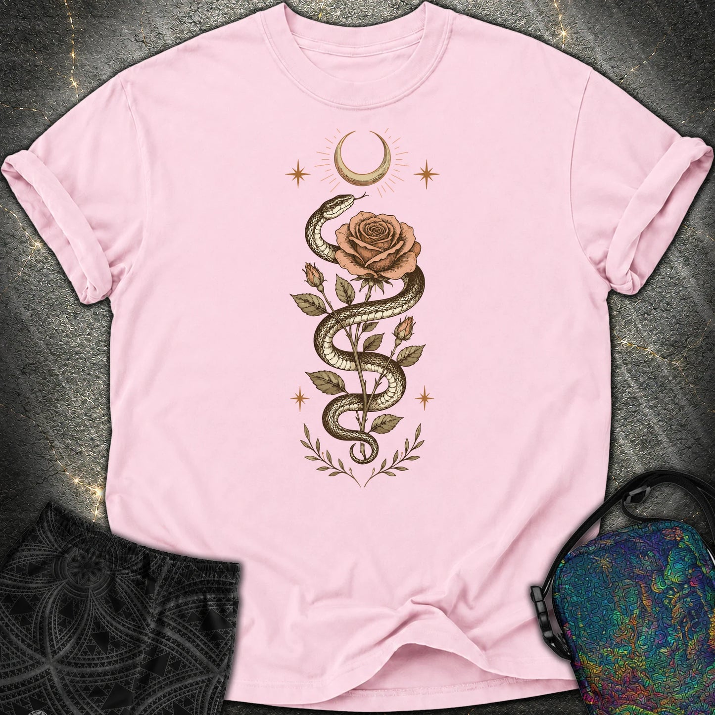 Snake Rose Moon - Snake Rose Moon Comfort T-Shirt - Blossom