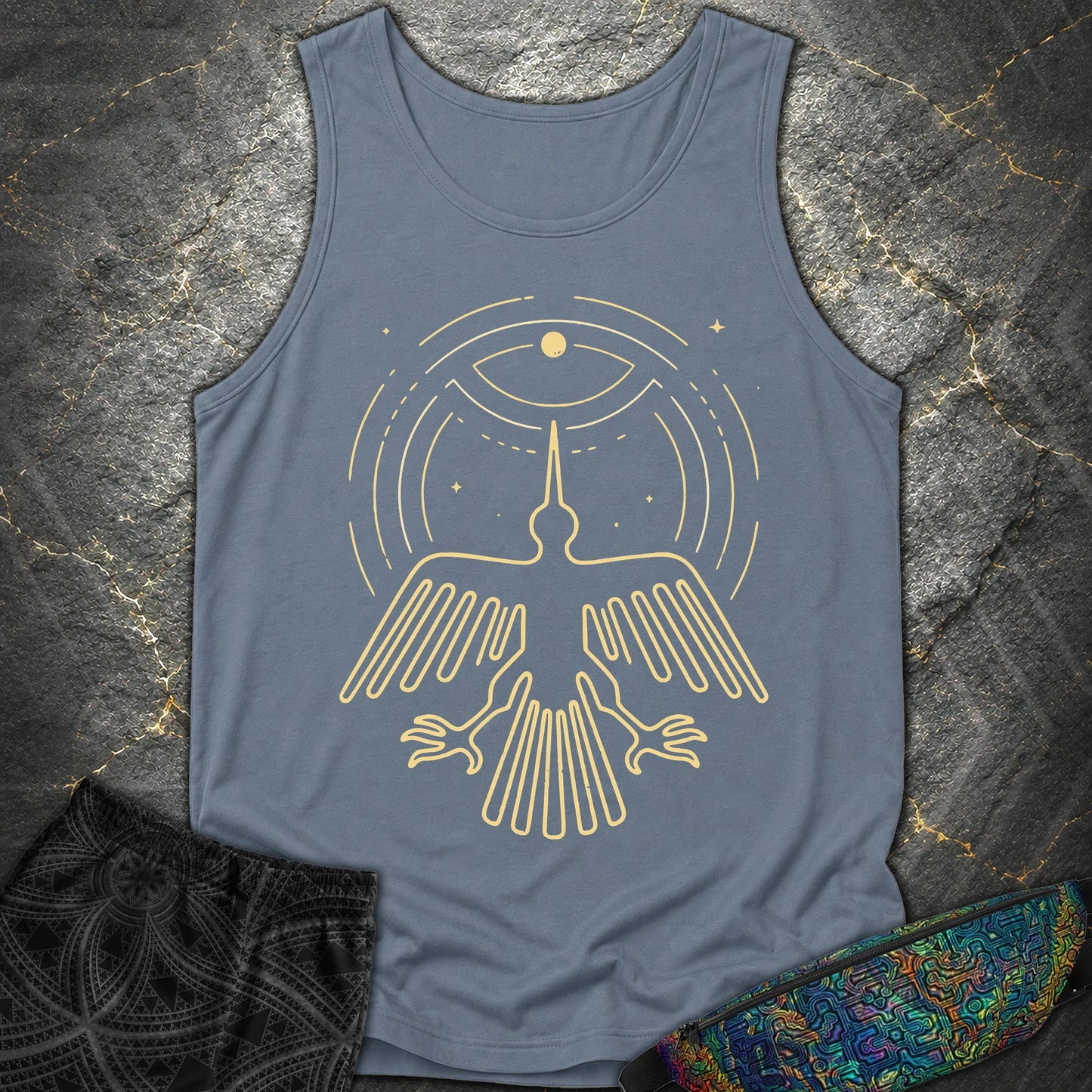 Geoglif Ptaka - Geoglif Ptaka Comfort Tank Top - Blue Jean