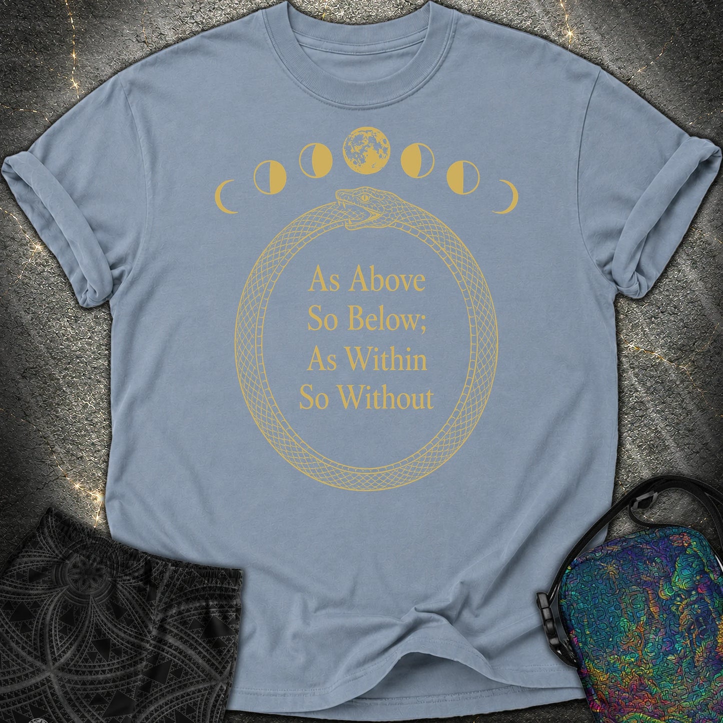 As Above So Below Gold Ouroboros - As Above So Below Gold Ouroboros Comfort T-Shirt - Blue Jean