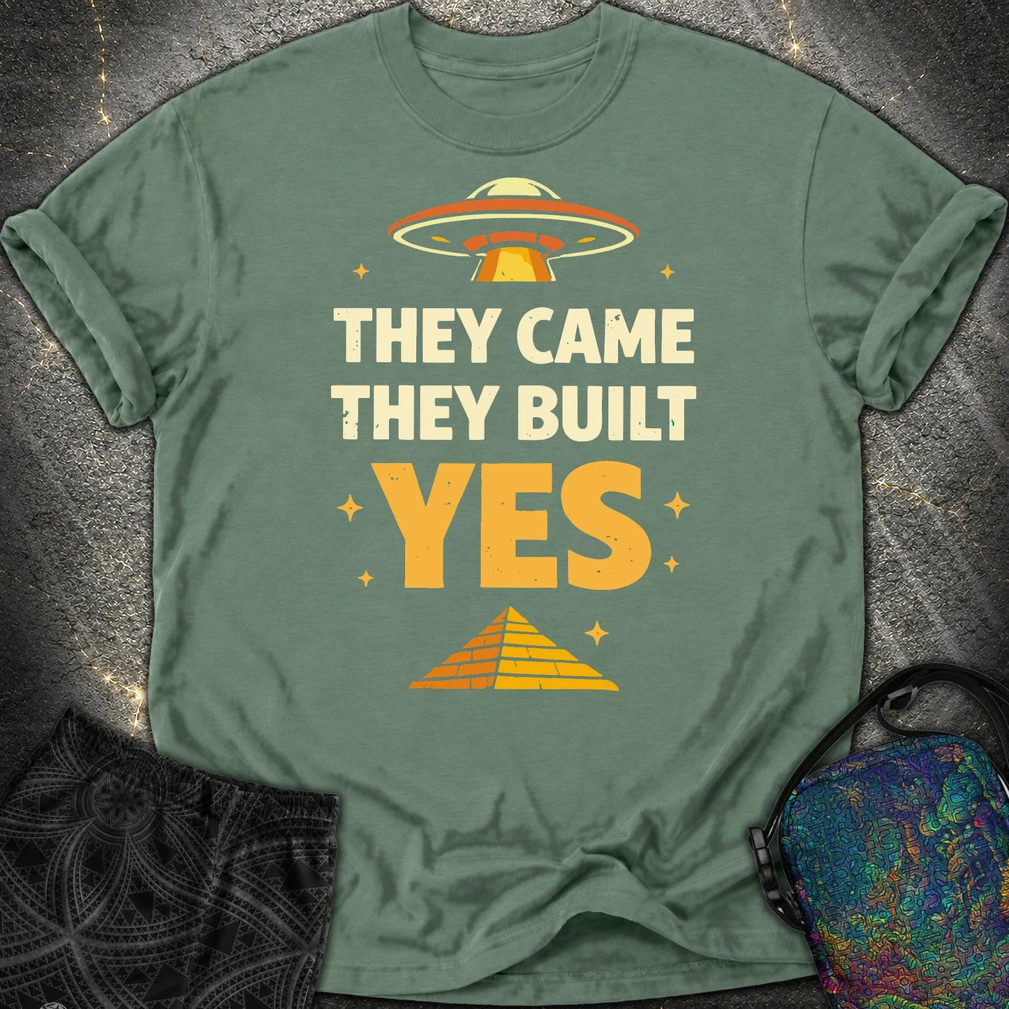 They Came They Built Yes - They Came They Built Yes Comfort T-Shirt - Blue Spruce