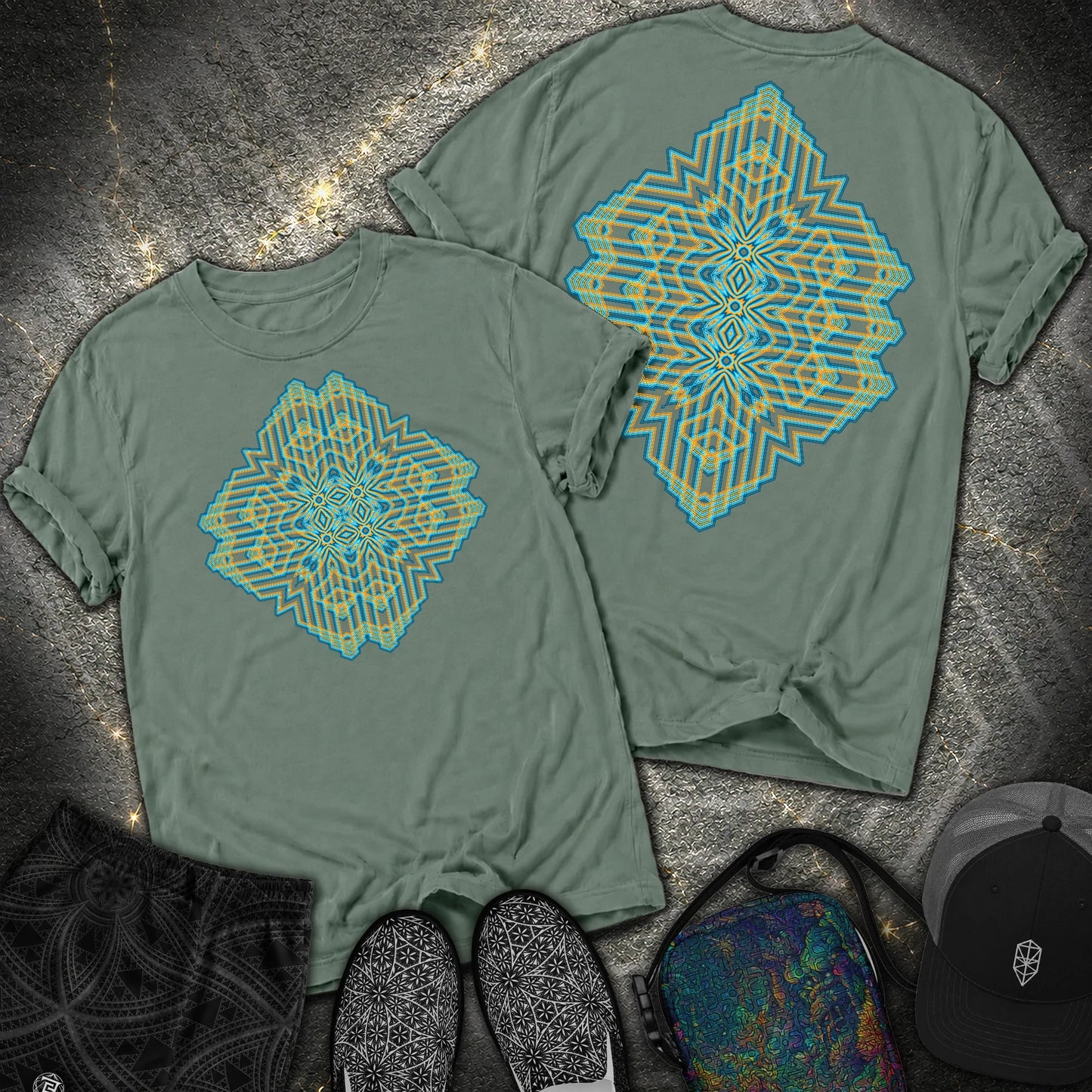 Triune Signal Temple 2 Sided Comfort T-Shirt - Triune Signal Temple 2 Sided Comfort T-Shirt - Blue Spruce