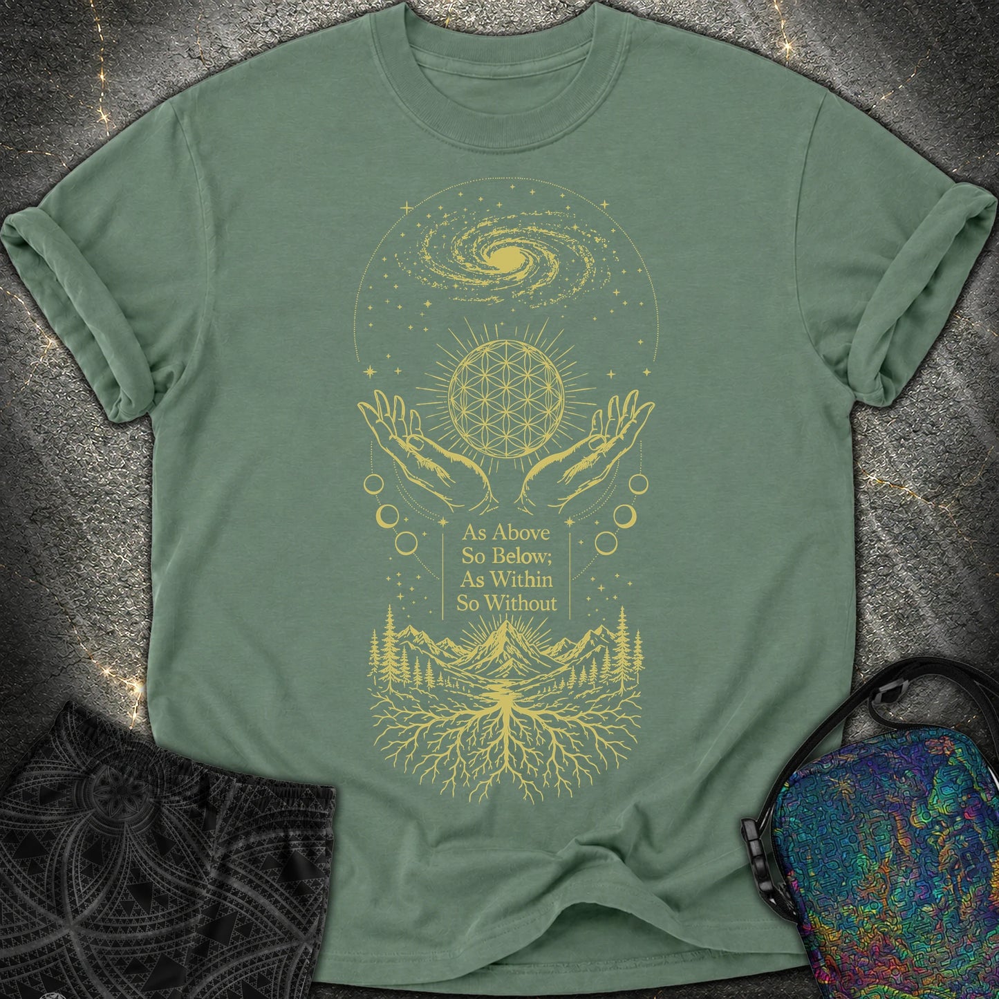 As Above So Below Flower Of Life - As Above So Below Flower Of Life Comfort T-Shirt - Blue Spruce