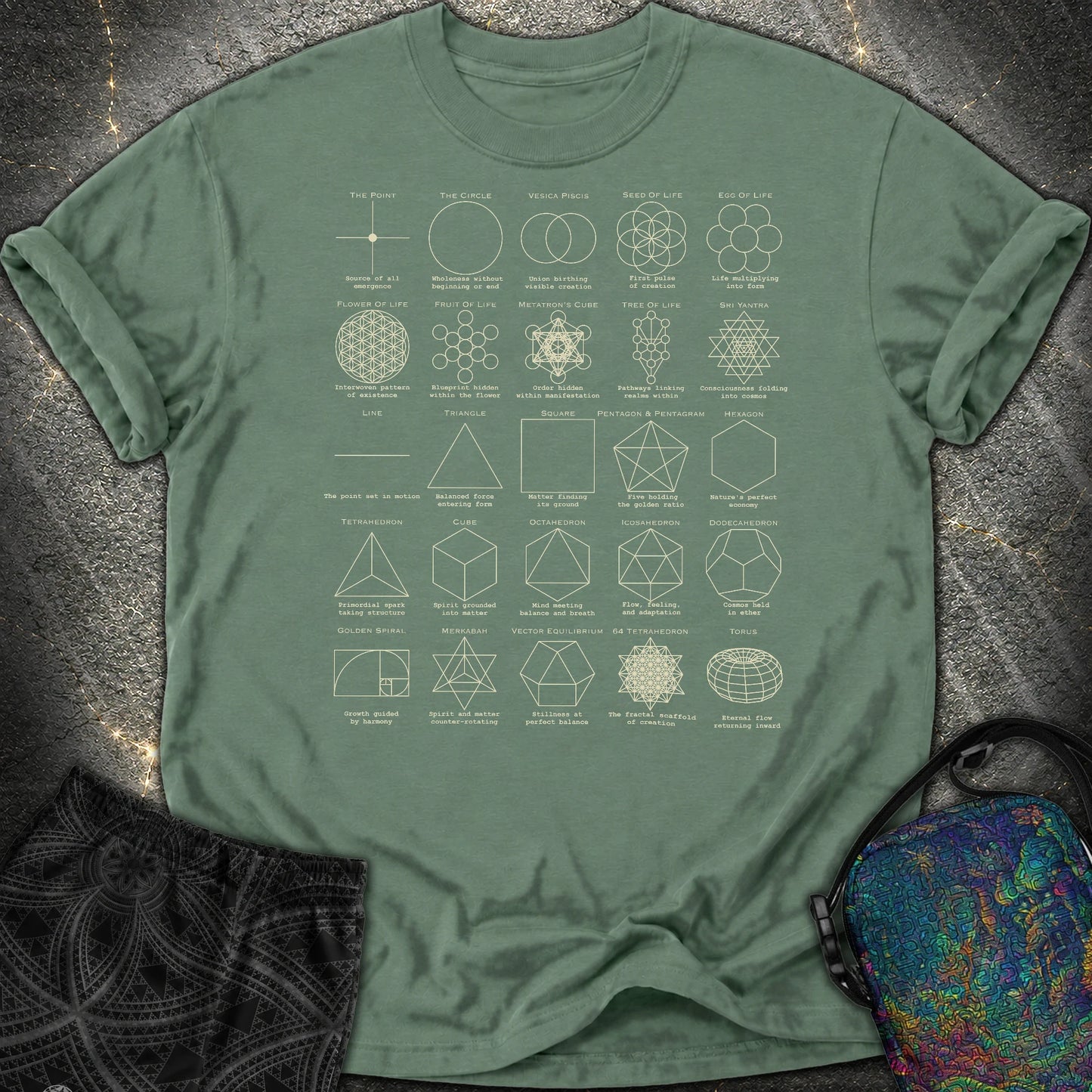 Sacred Geometry Figures Comfort T-Shirt - Sacred Geometry Figures Comfort T-Shirt - Blue Spruce