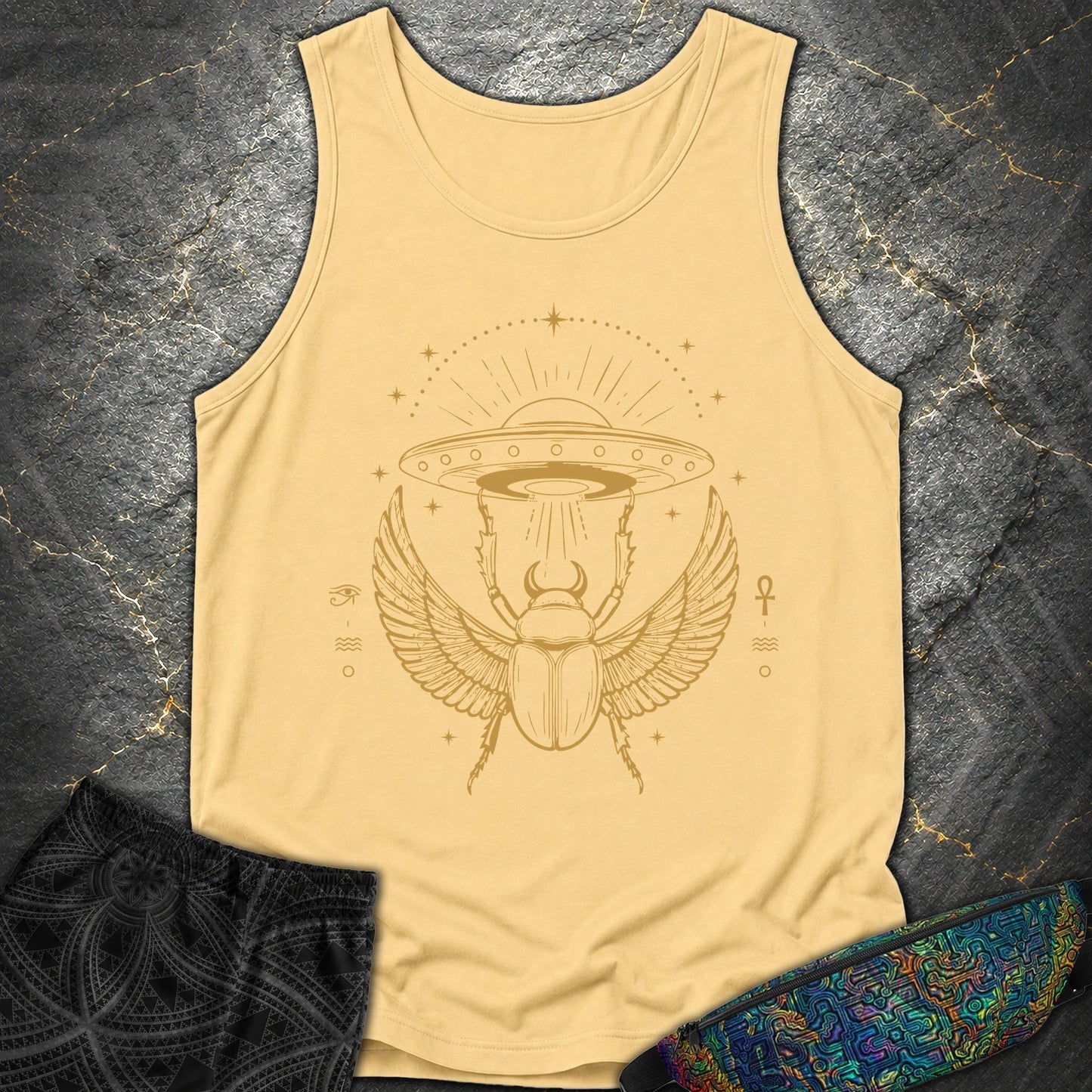 Celestial Scarab Beneath the Starship - Celestial Scarab Beneath the Starship Comfort Tank Top - Butter