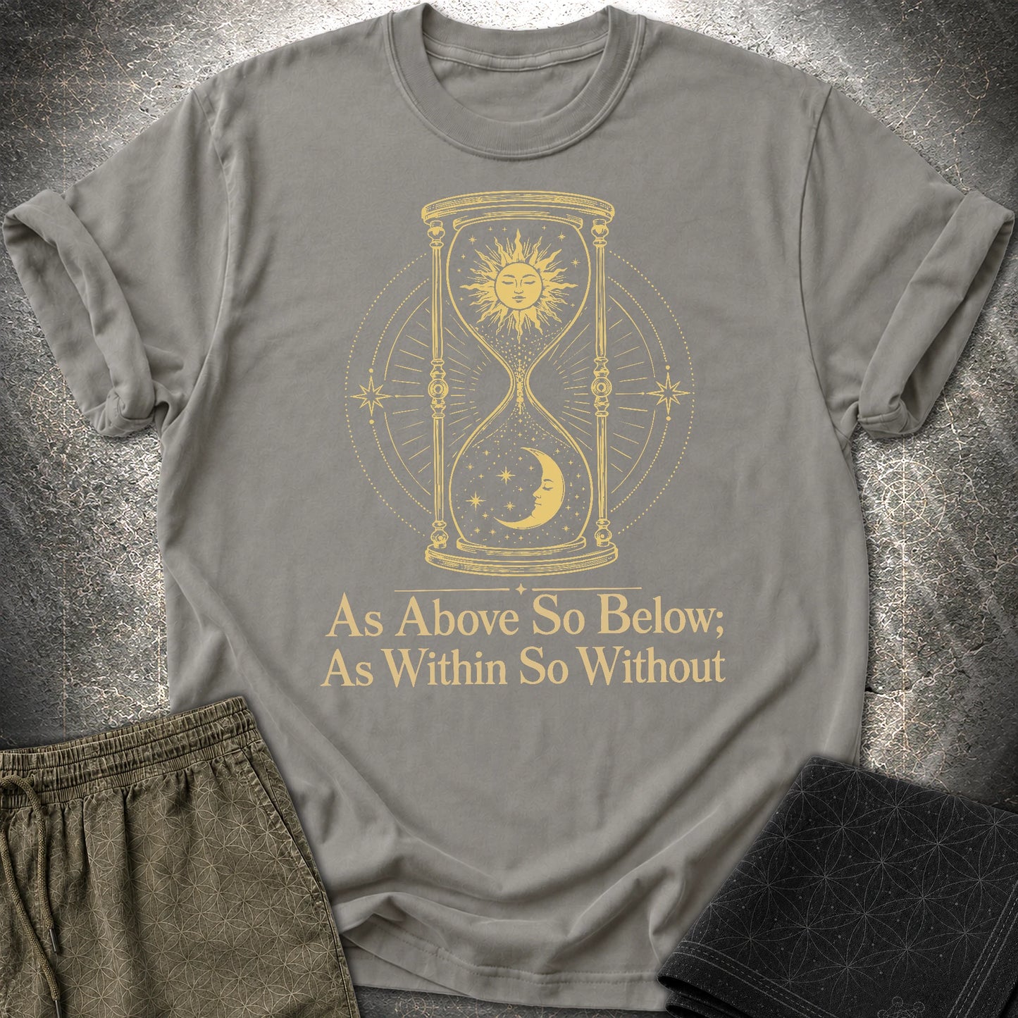 As Above So Below Hourglass - As Above So Below Hourglass T-Shirt - Charcoal