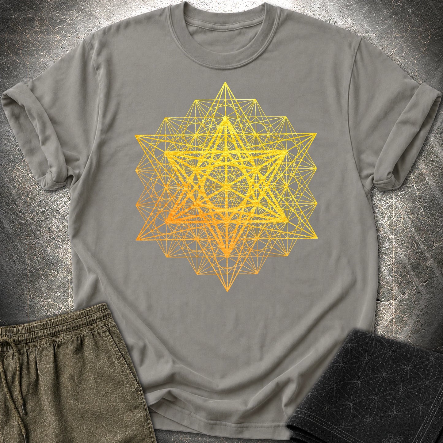 Metatron's Cube Grid T-Shirt - Metatron's Cube Grid T-Shirt - Charcoal