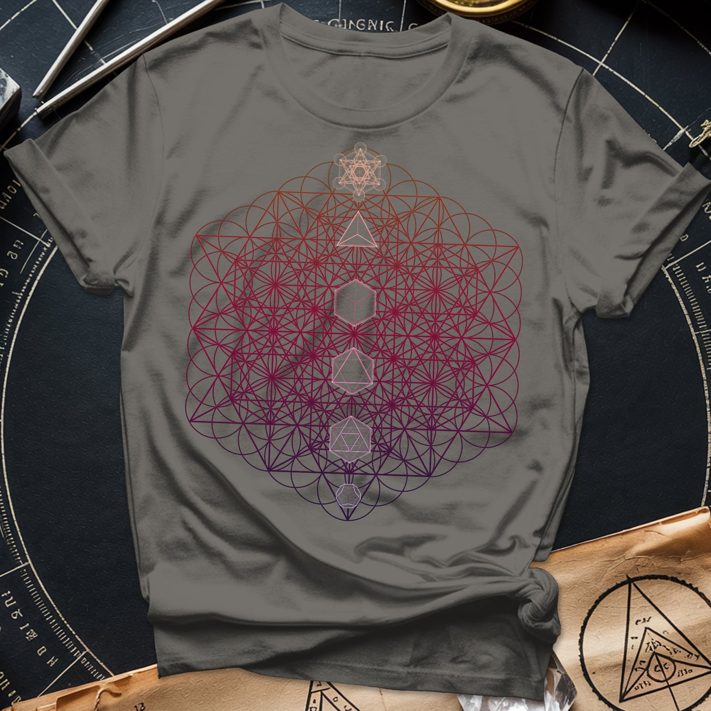 64 Tetrahedron Platonic Solids Metatron T-Shirt