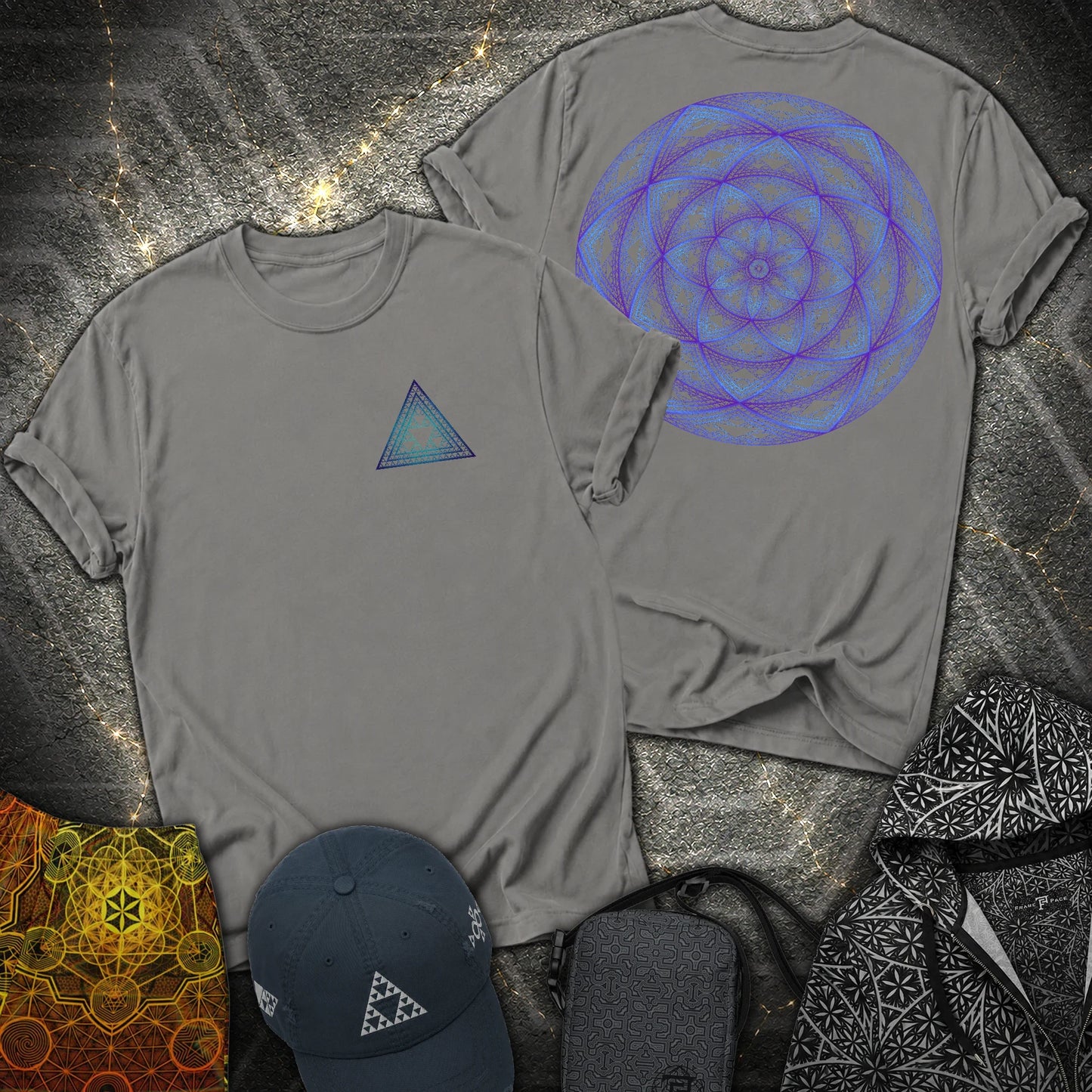 Sierpinski Seed Of Life 2 Sided T-Shirt - Sierpinski Seed Of Life 2 Sided T-Shirt - Charcoal
