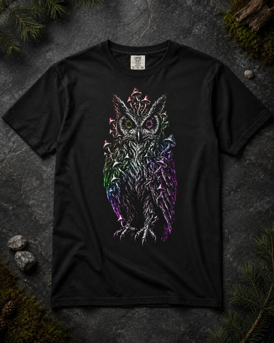 Trippy Mushroom Owl Comfort T-Shirt