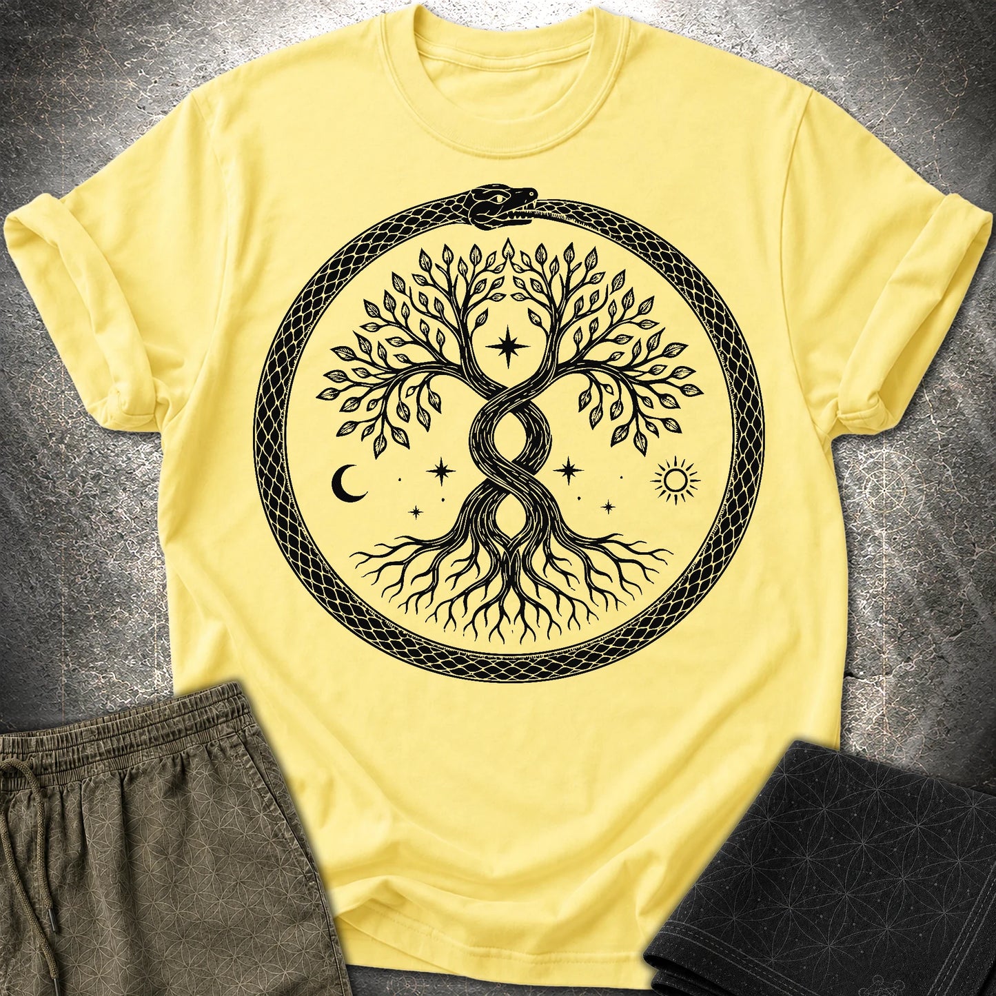 888 Ouroboros Tree T-Shirt - 888 Ouroboros Tree T-Shirt - Cornsilk