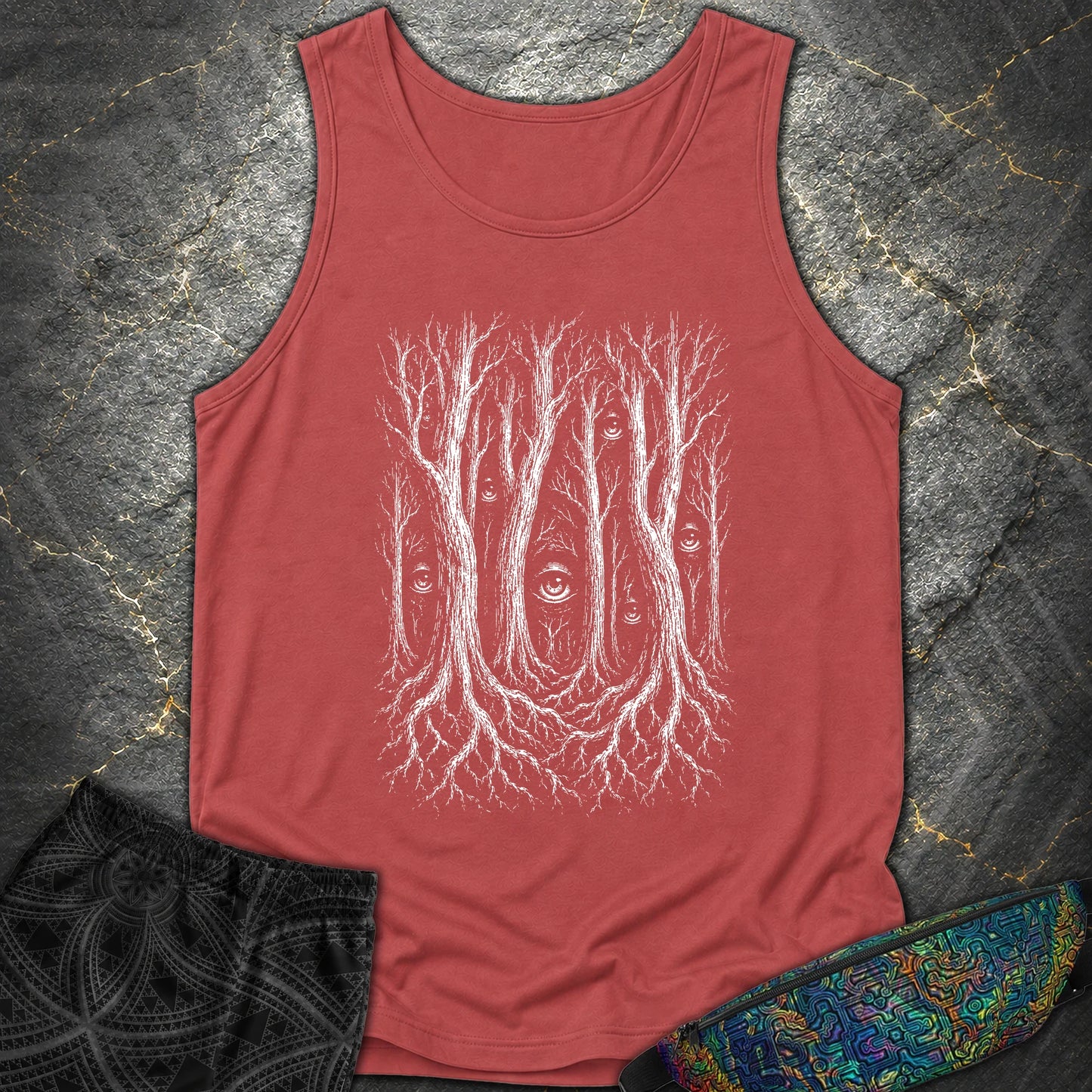 Forest Consciousness Watching - Forest Consciousness Watching Comfort Tank Top - Crimson