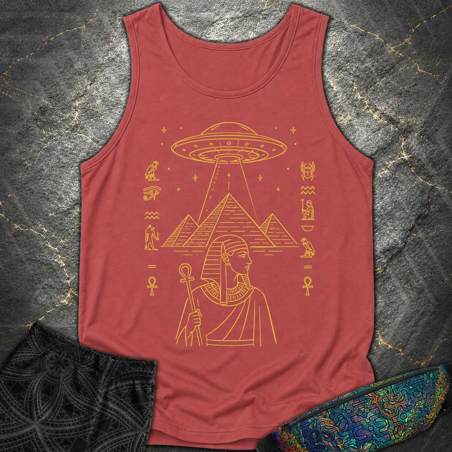 Pyramid Signal Over the Pharaoh - Pyramid Signal Over the Pharaoh Comfort Tank Top - Crimson