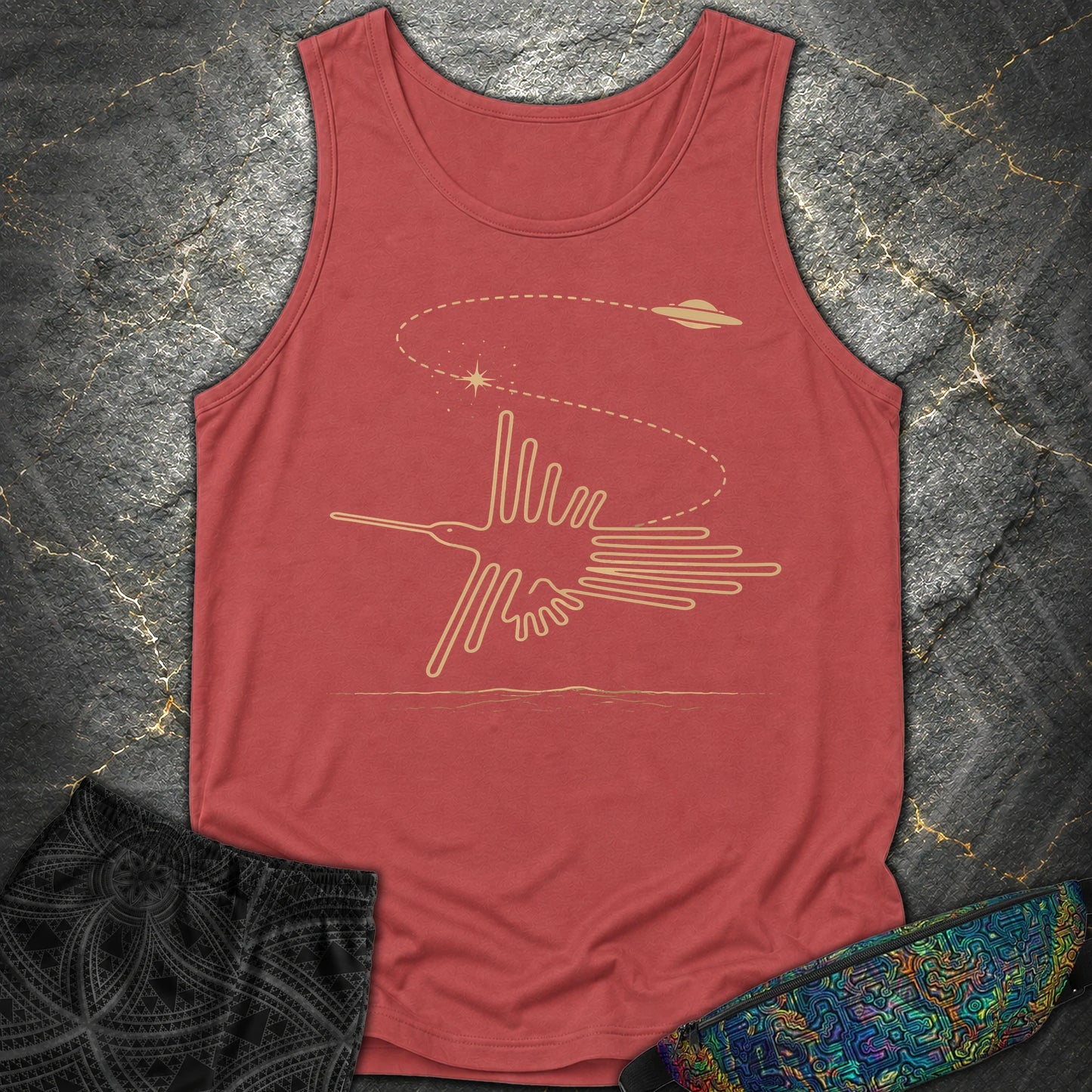 Geoglif Ptaka I Latający Spodek - Geoglif Ptaka I Latający Spodek Comfort Tank Top - Crimson