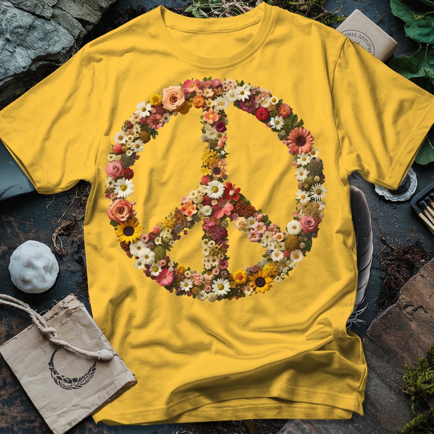 Floral Peace Symbol T-Shirt