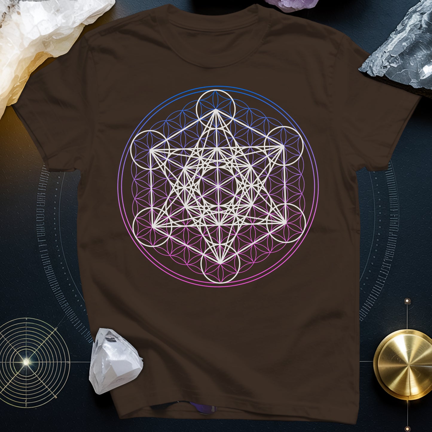 White Metatron Gradient Flower T-Shirt