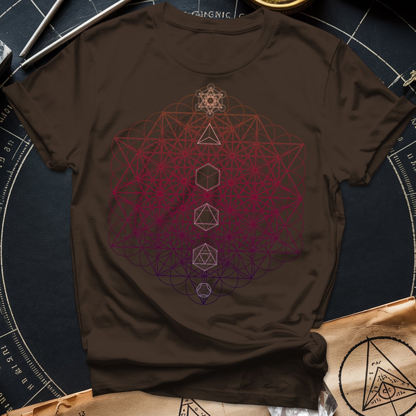 64 Tetrahedron Platonic Solids Metatron T-Shirt