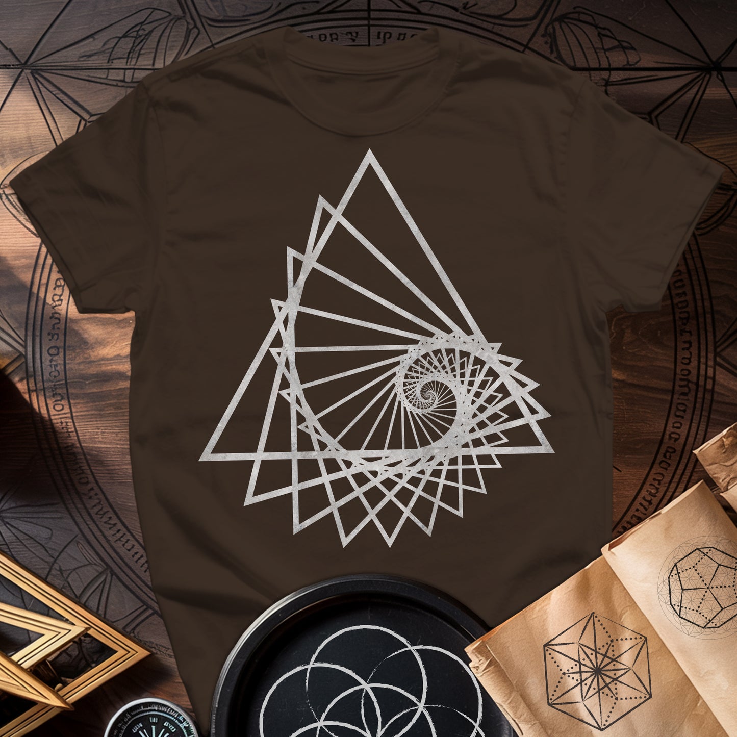 Spiralling Triangle Geometric T-Shirt