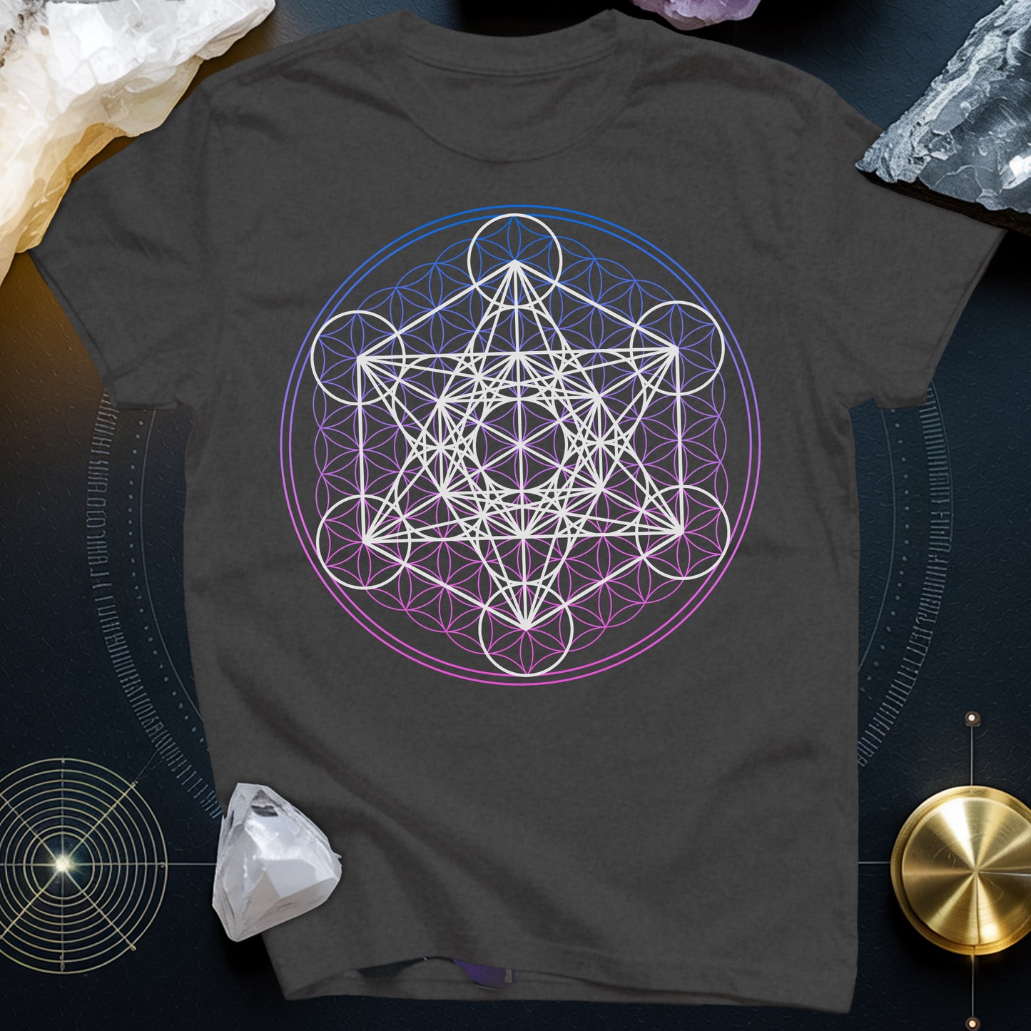 White Metatron Gradient Flower T-Shirt