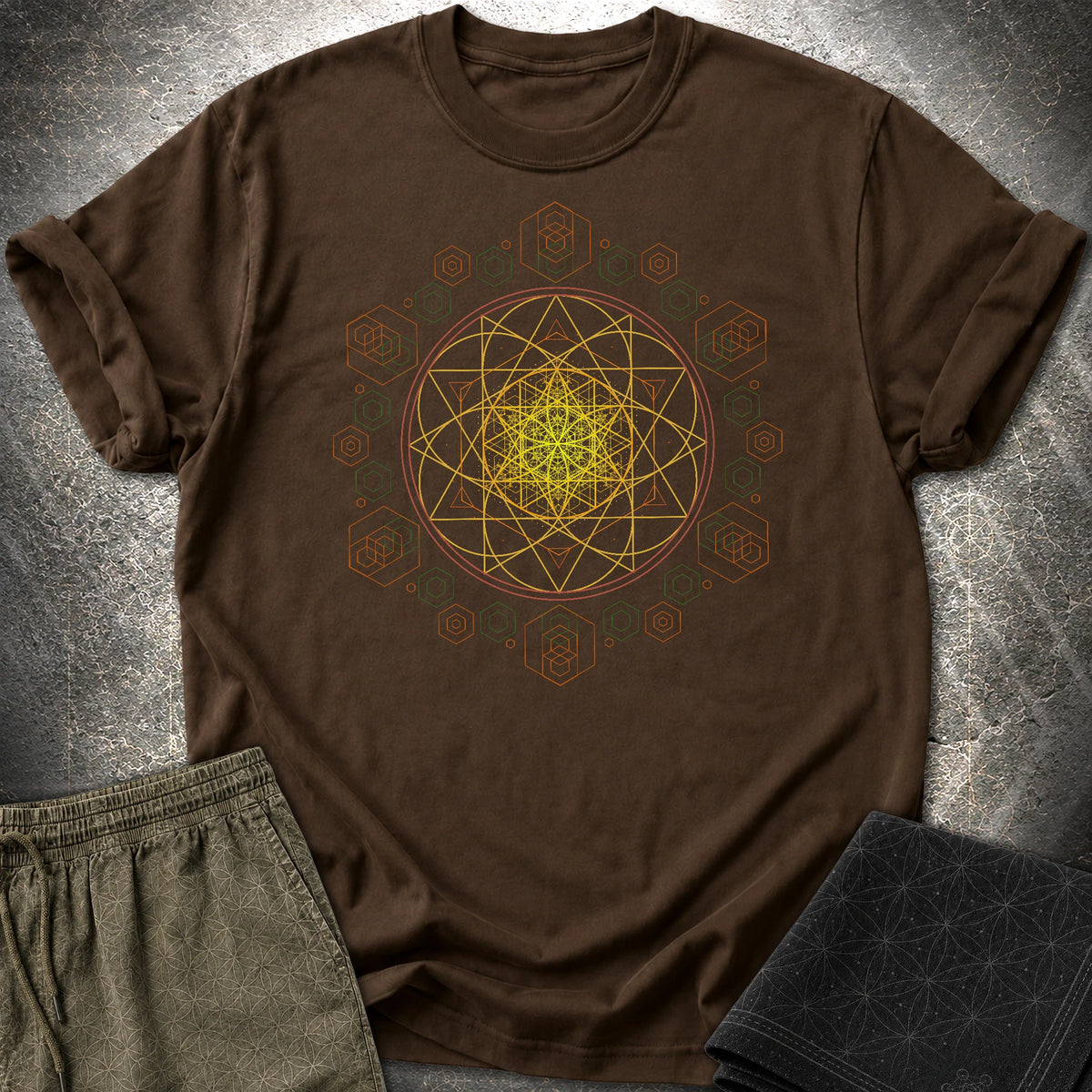 Seed of Life Sacred Geometry Boho Spiritual Psychedelic T-Shirt - Seed of Life Sacred Geometry Boho Spiritual Psychedelic T-Shirt - Dark Chocolate