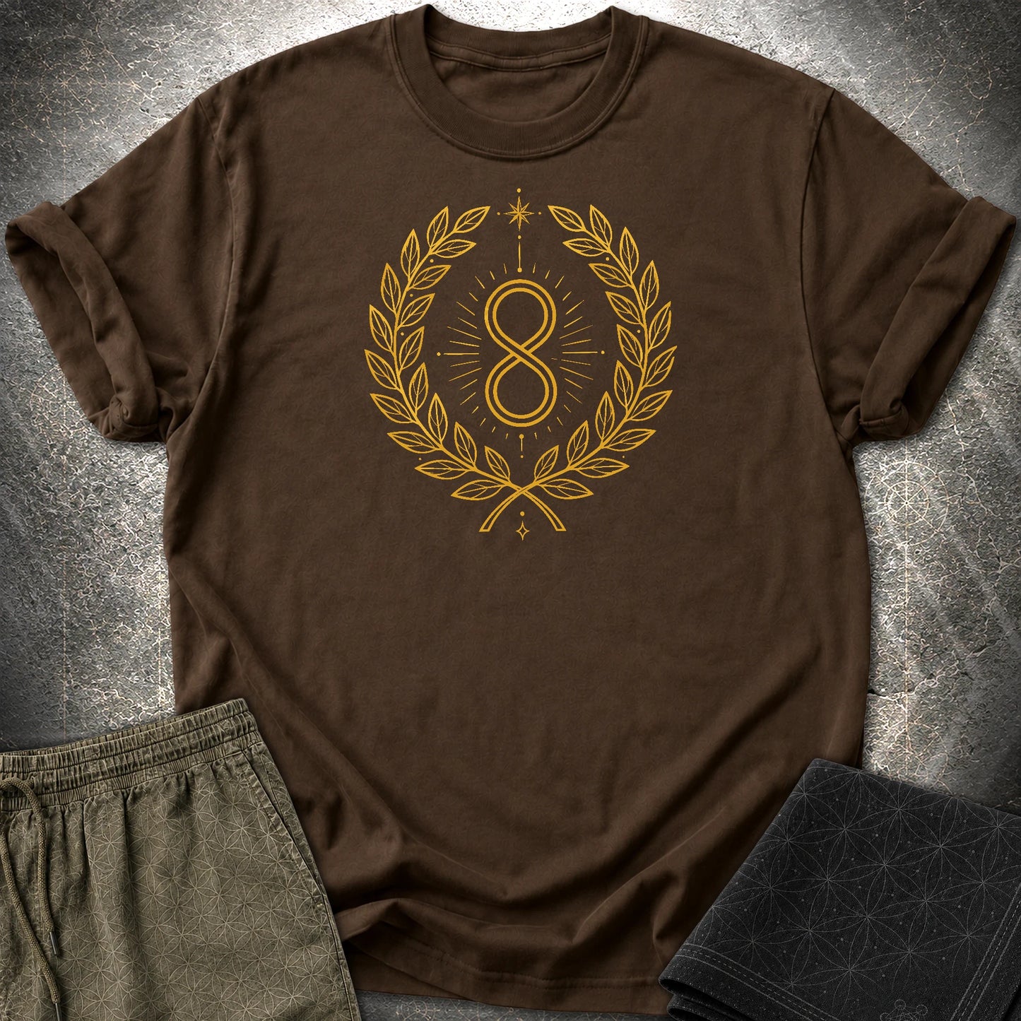 888 Infinity Wreath Unisex T-Shirt - 888 Infinity Wreath Unisex T-Shirt - Dark Chocolate
