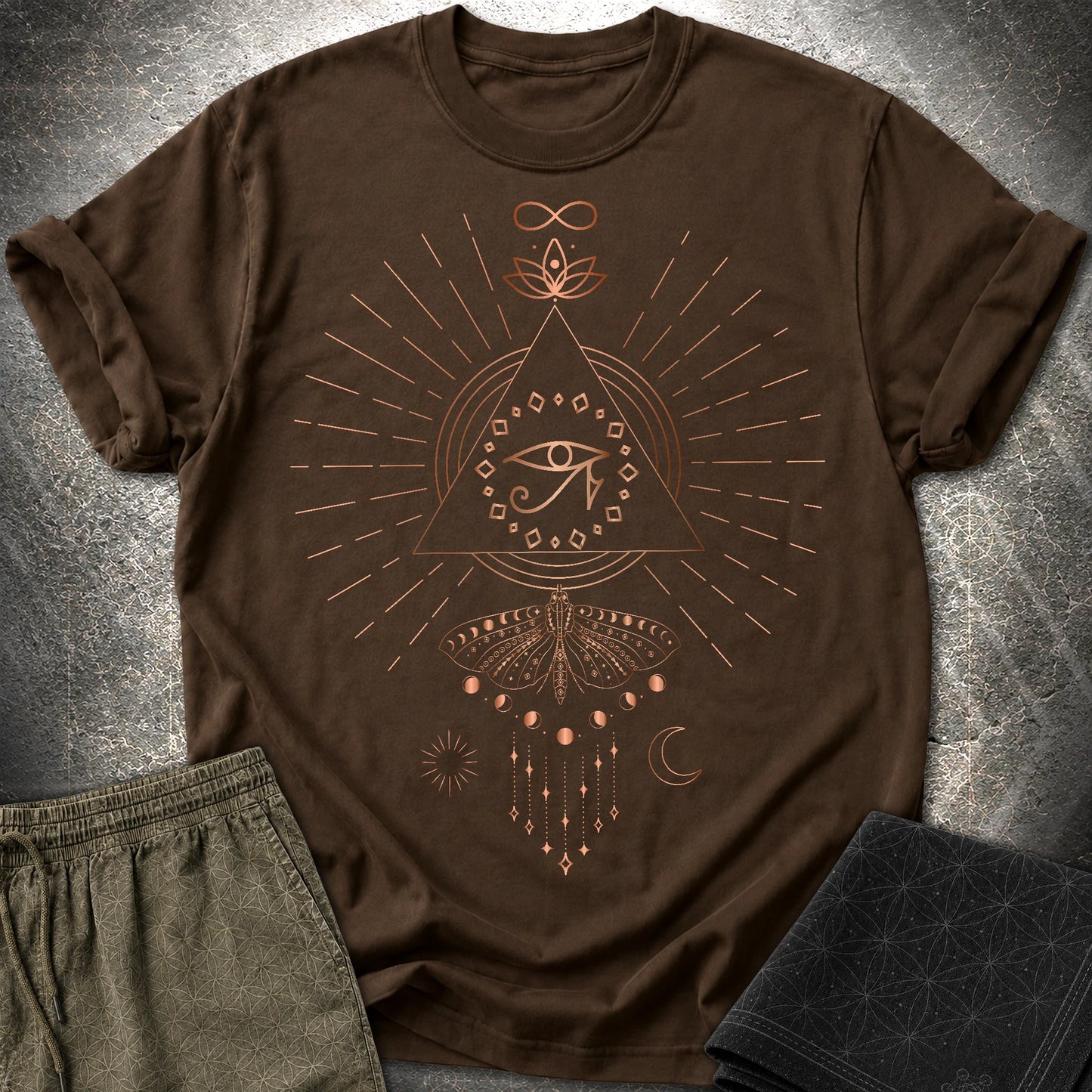 Ra Mystical Moth T-Shirt - Ra Mystical Moth T-Shirt - Dark Chocolate