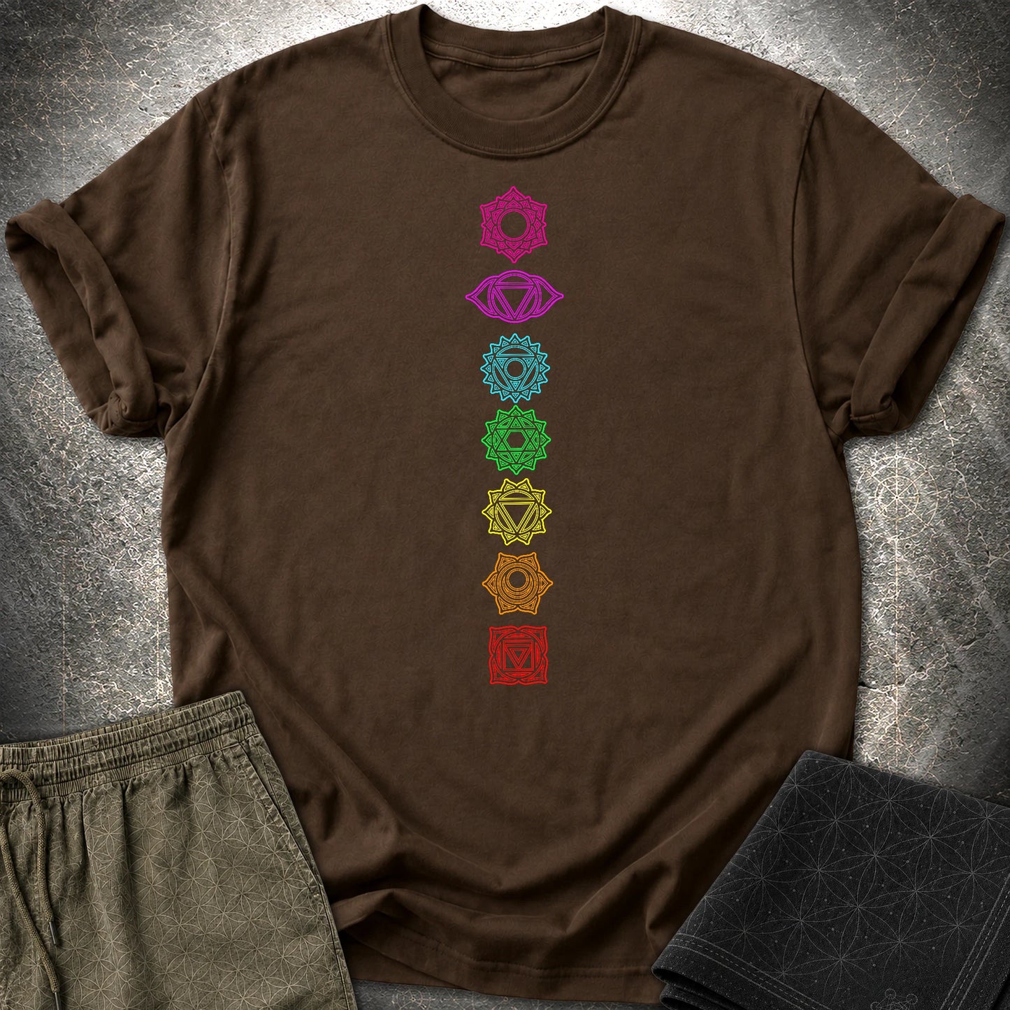 7 Chakras T-Shirt - 7 Chakras T-Shirt - Dark Chocolate