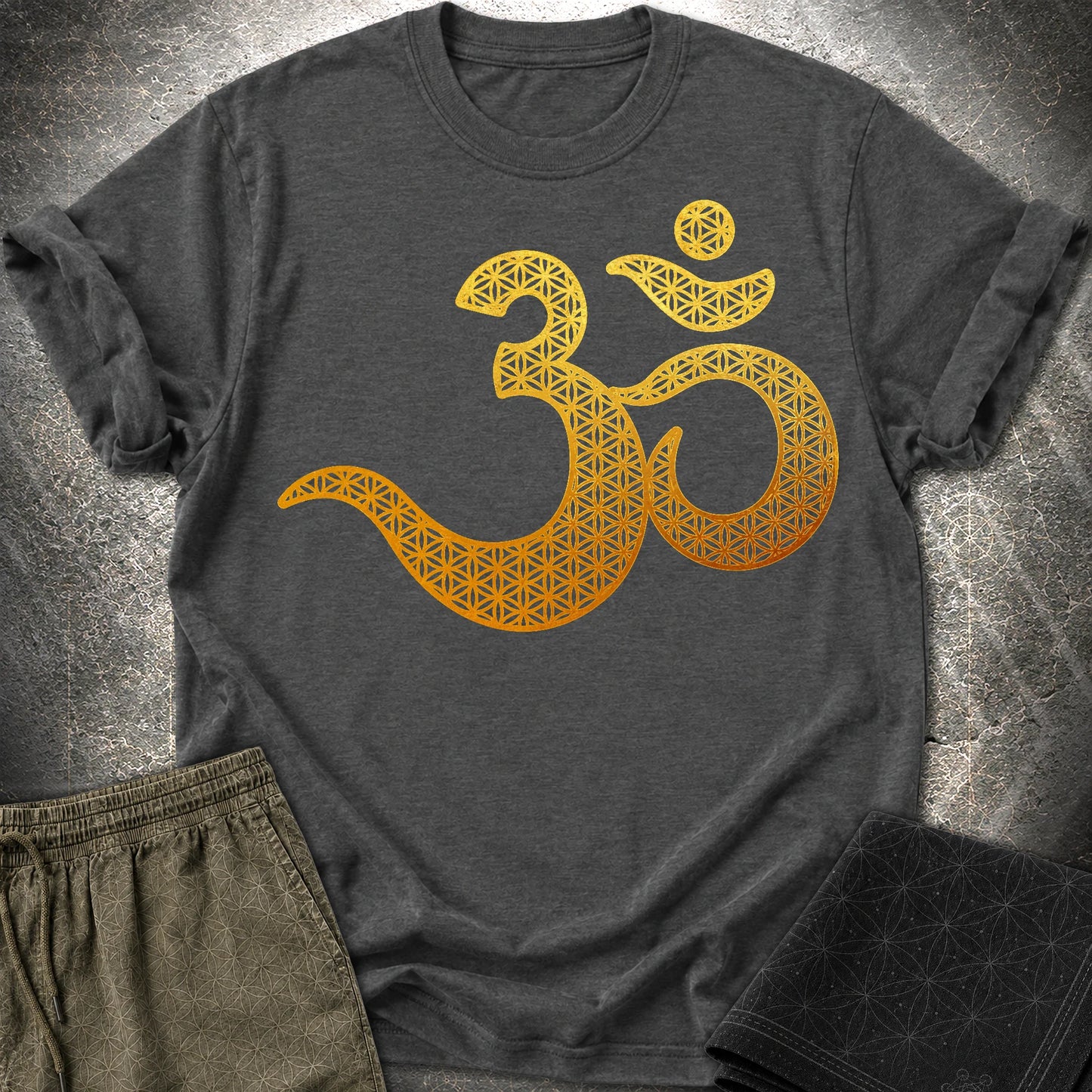 Ohm Flower Of Life Pattern T-Shirt - Ohm Flower Of Life Pattern T-Shirt - Dark Heather Grey