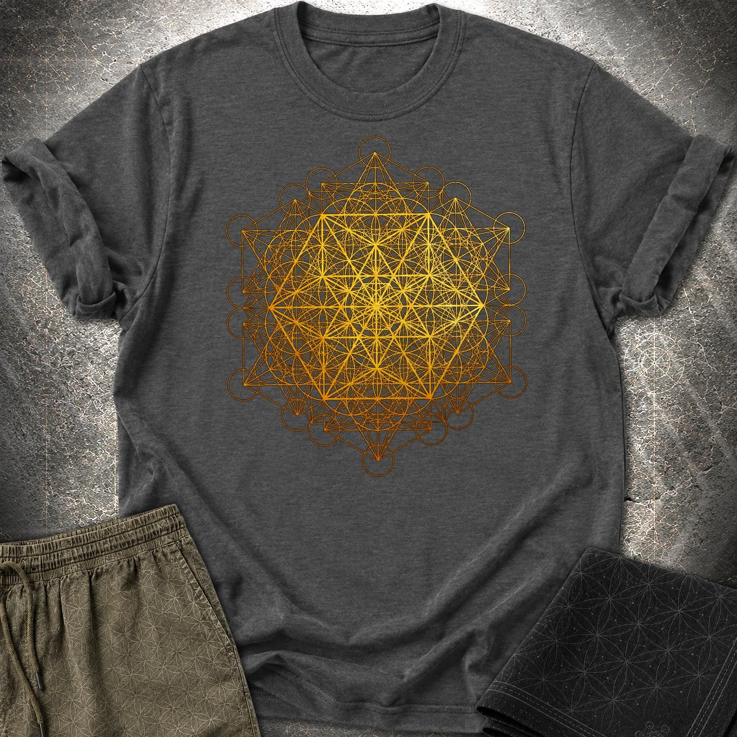 Metatron Vector Equilibrium T-Shirt - Metatron Vector Equilibrium T-Shirt - Dark Heather Grey