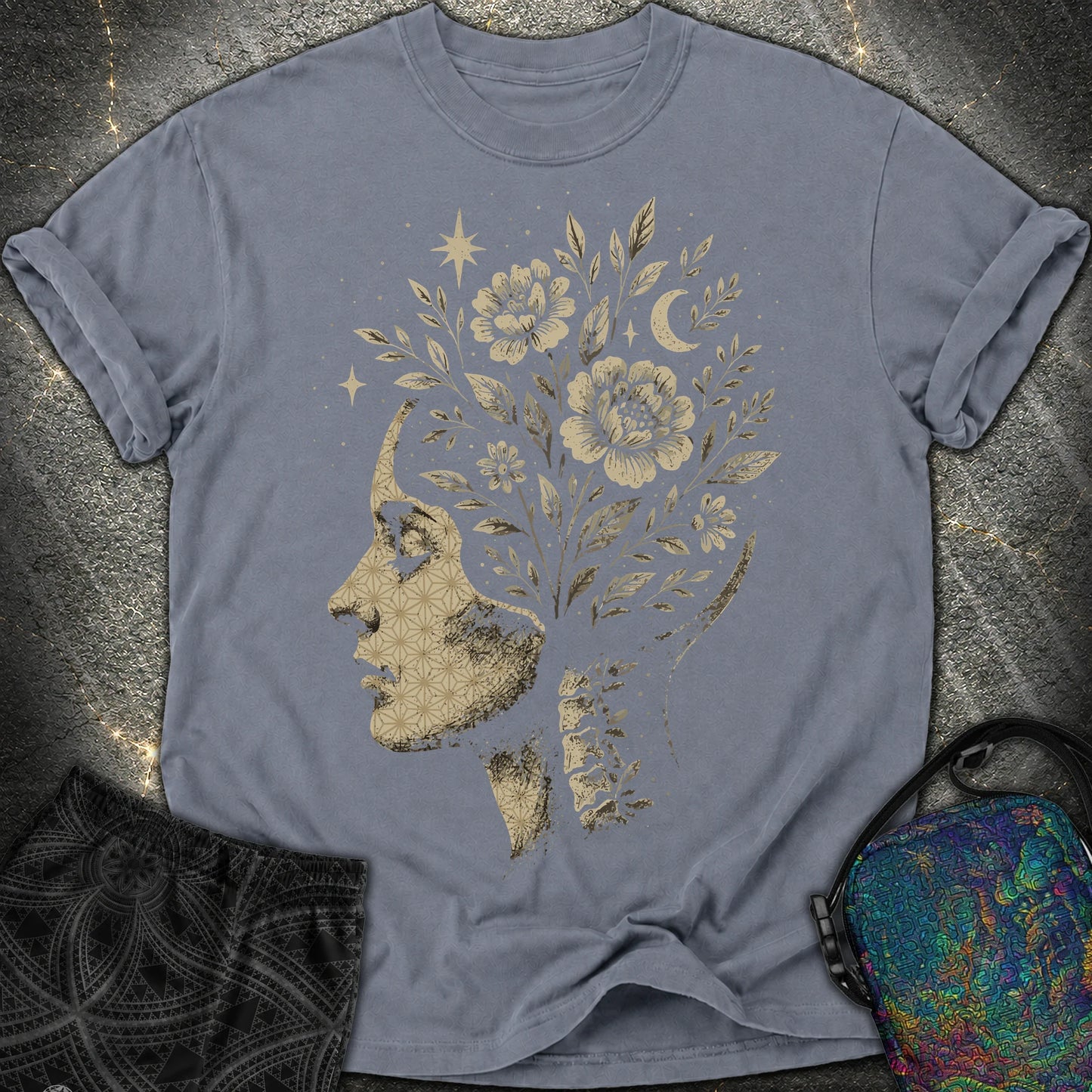 Inner Garden T-Shirt - Inner Garden Comfort T-Shirt - Denim
