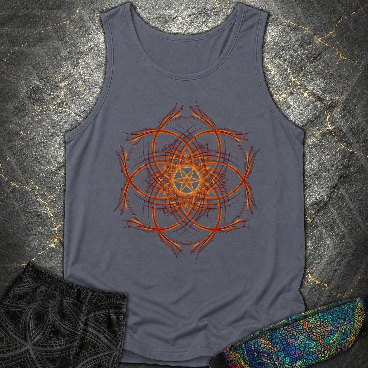 Geometric Sunset Comfort Tank Top - Geometric Sunset Comfort Tank Top - Denim