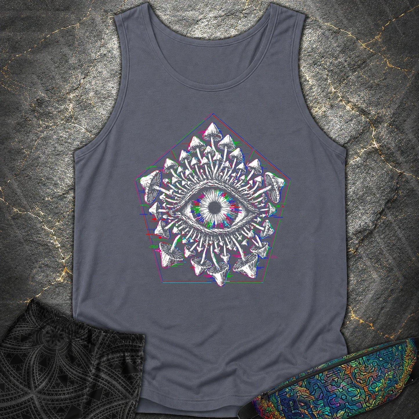 Third Eye Mushroom Comfort Tank - Third Eye Mushroom Comfort Tank - Denim